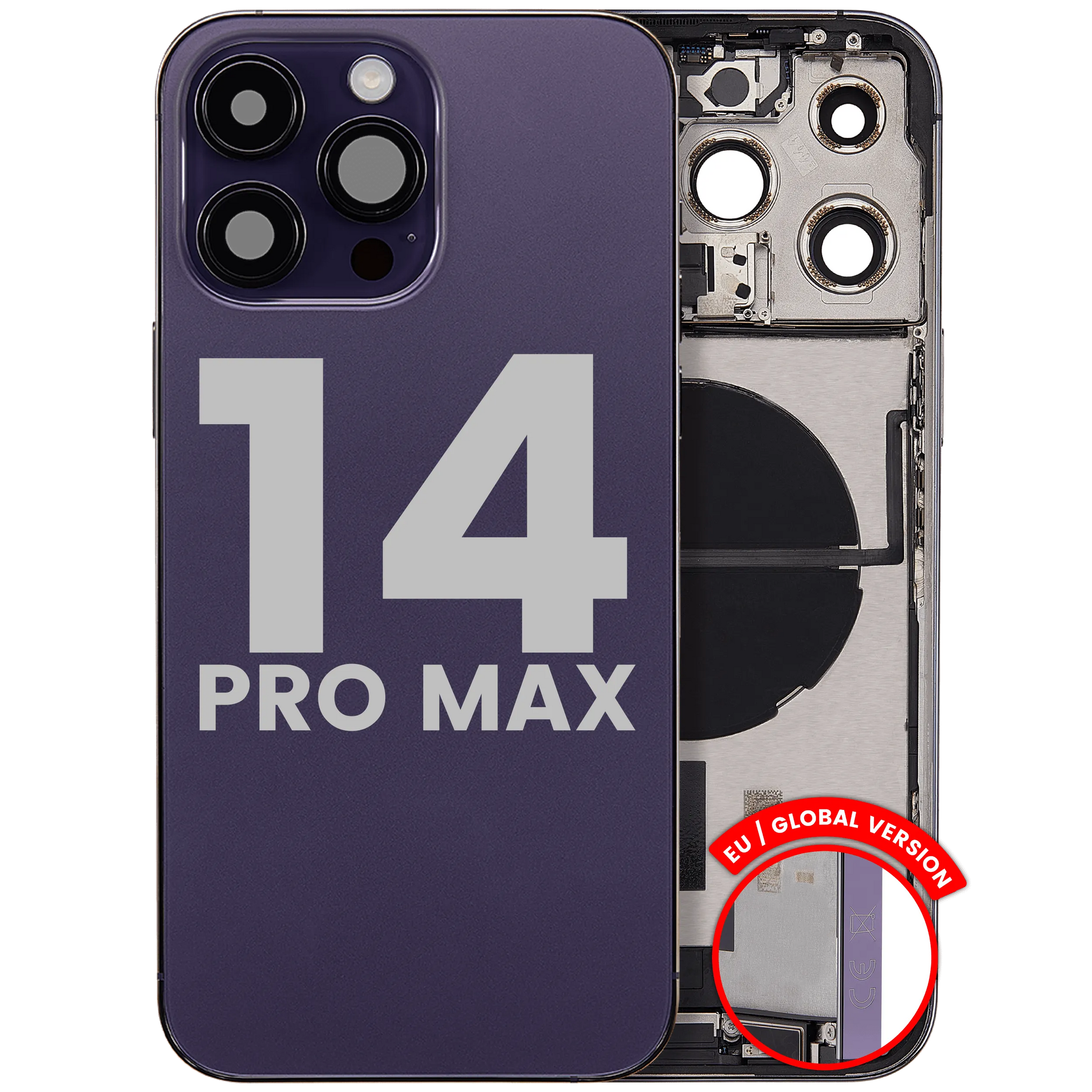Back Housing W/ Charging Port Flex & Small Parts For iPhone 14 Pro Max (EU / Global Version) (Pull) (Deep Purple)