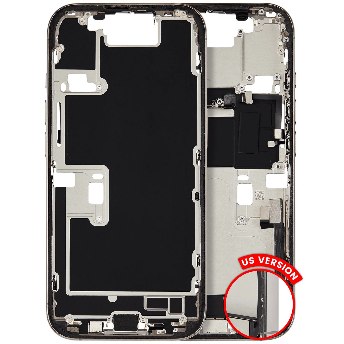 Mid-Frame Housing W/ Charging Port Flex & Small Parts For iPhone 16 Pro (US Version) (Pull) (Natural Titanium)