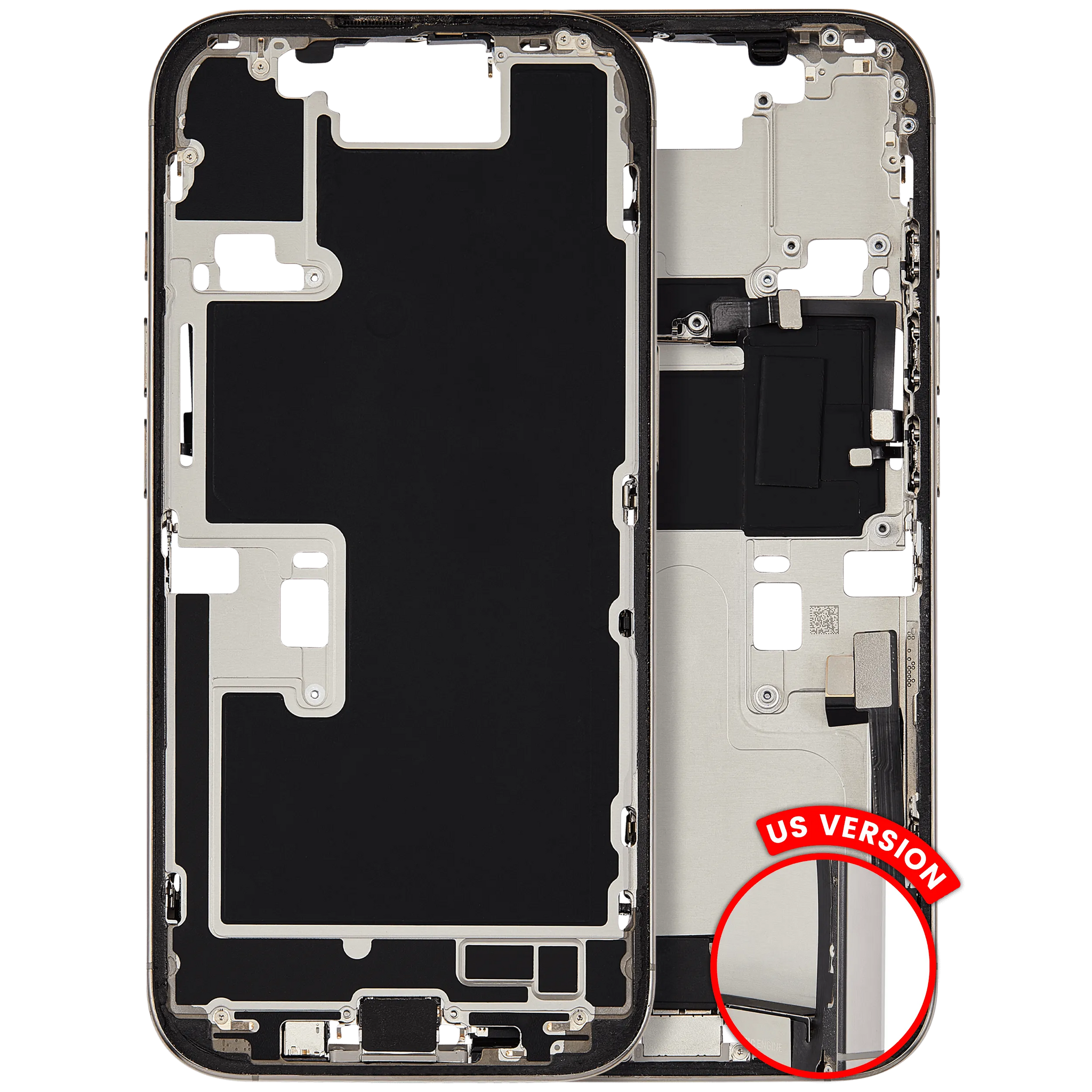 Mid-Frame Housing W/ Charging Port Flex & Small Parts For iPhone 16 Pro (US Version) (Pull) (Natural Titanium)
