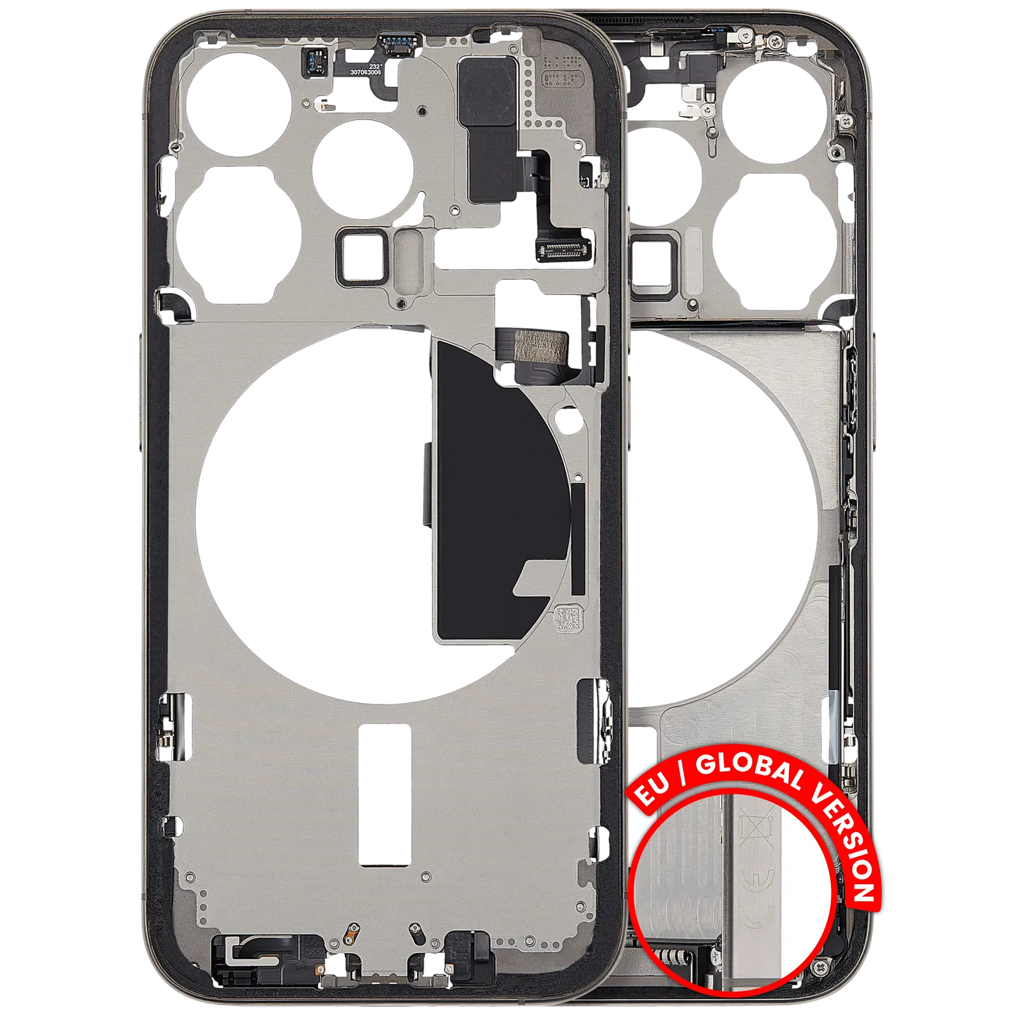 Mid-Frame Housing W/ Charging Port Flex & Small Parts For iPhone 15 Pro (EU / Global Version) (Pull) (Natural Titanium)