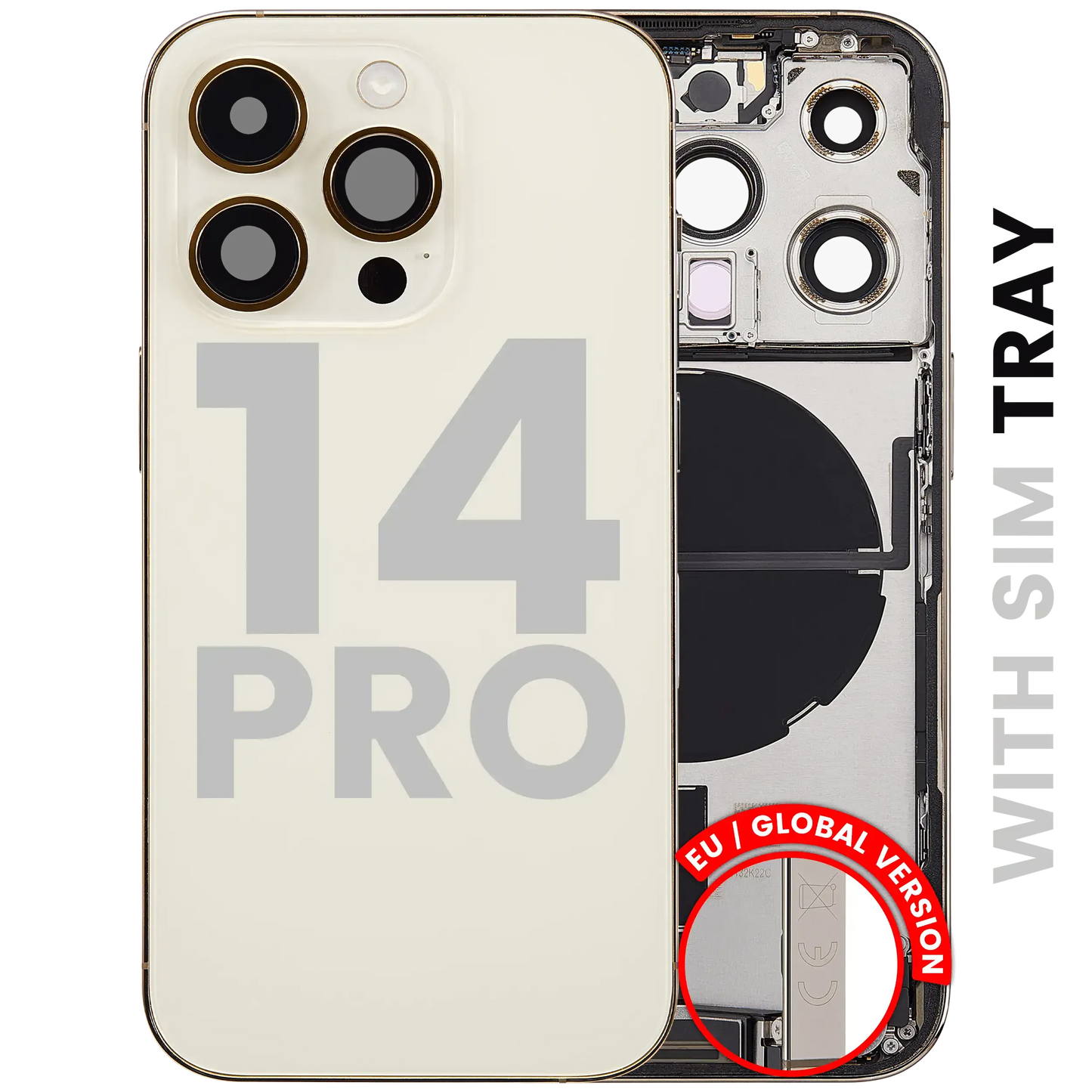 Back Housing W/ Charging Port Flex & Small Parts For iPhone 14 Pro (EU / Global Version) (Pull) (Gold)