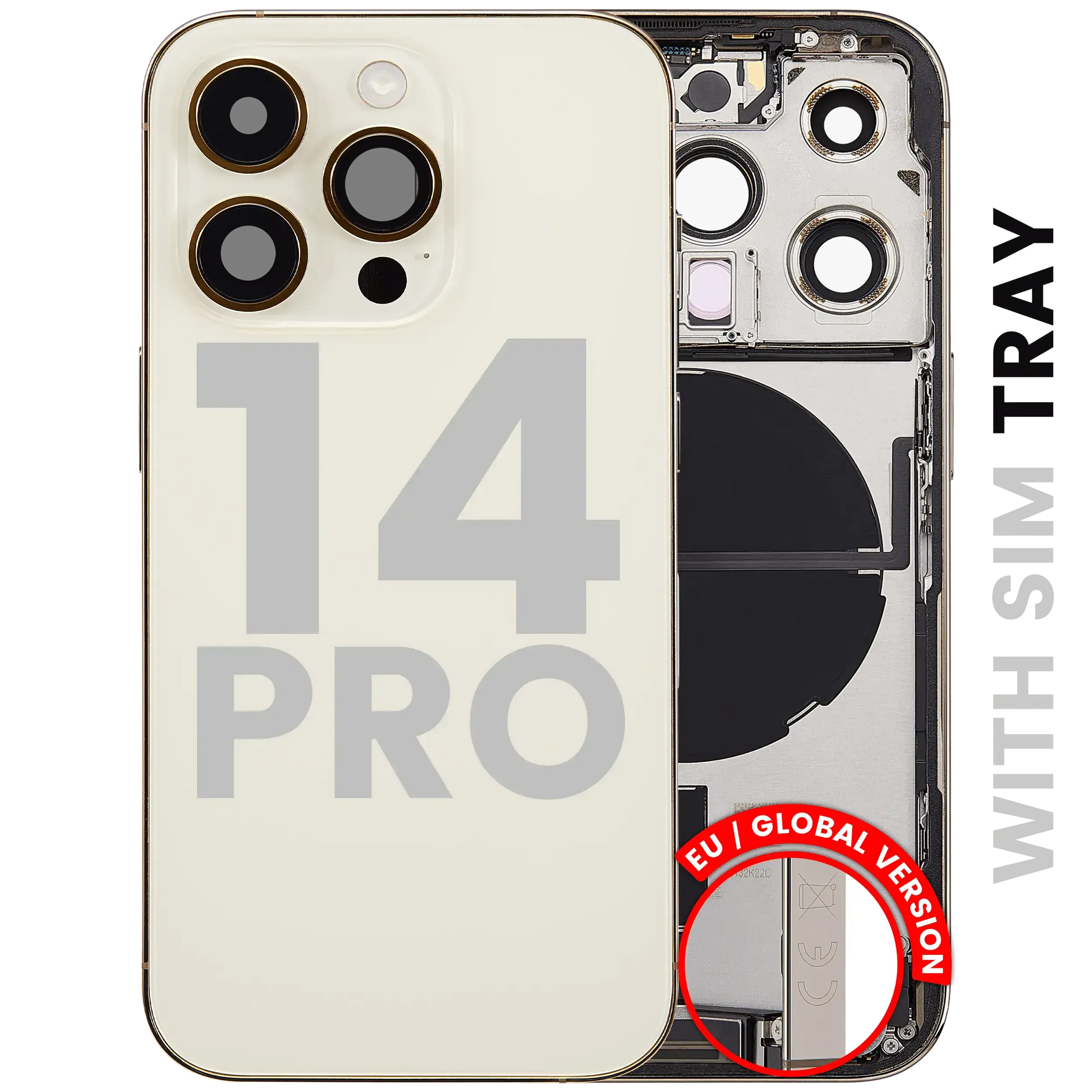 Back Housing W/ Charging Port Flex & Small Parts For iPhone 14 Pro (EU / Global Version) (Pull) (Gold)