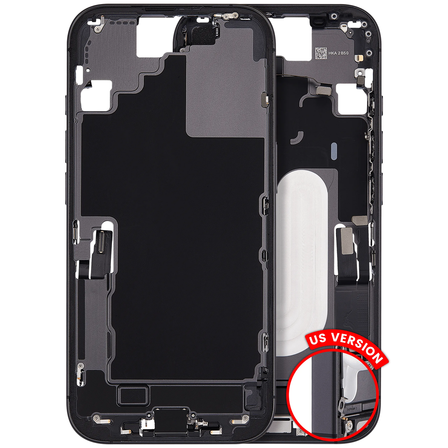 Mid-Frame Housing W/ Charging Port Flex & Small Parts For iPhone 17 (US Version) (Pull) (Black)