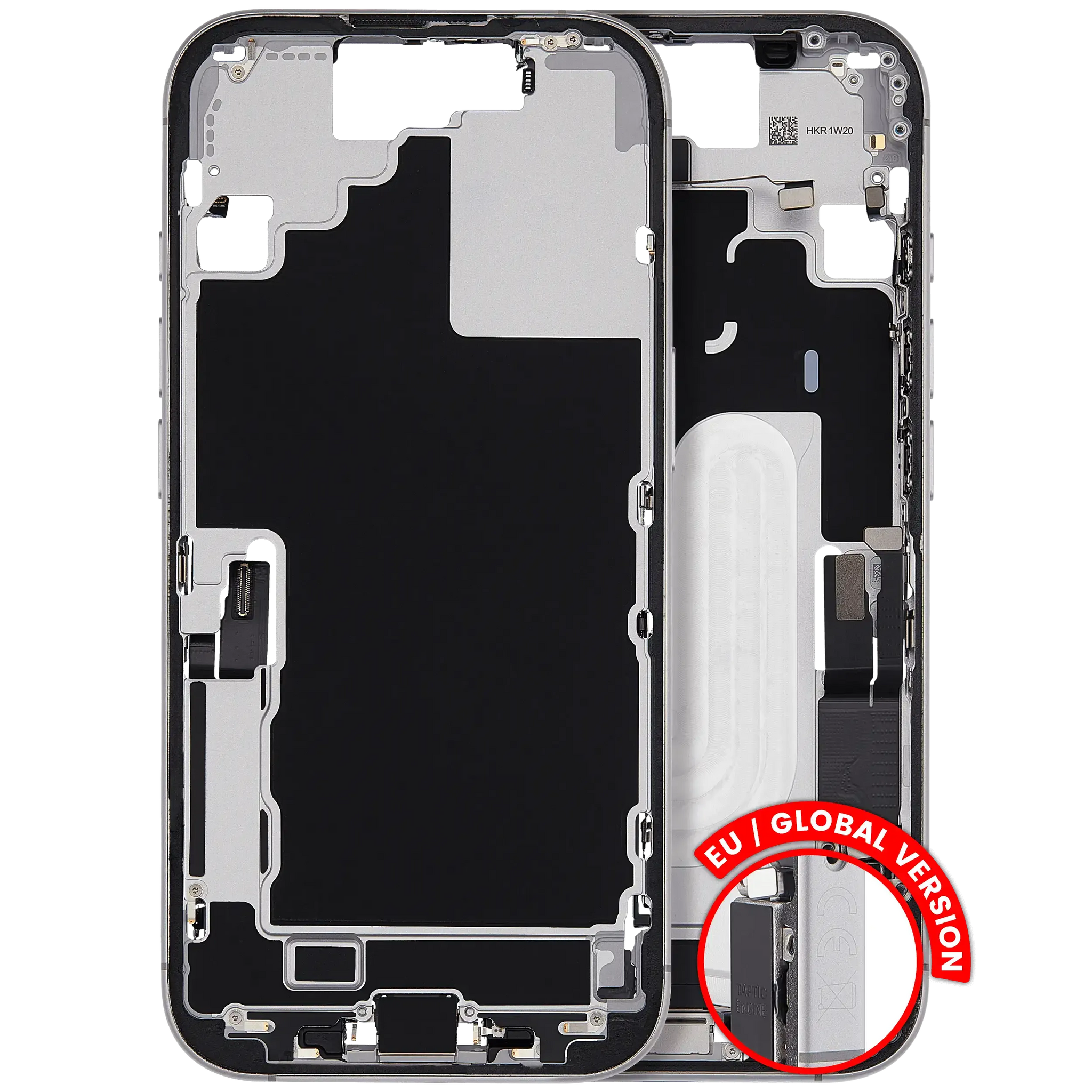 Mid-Frame Housing W/ Charging Port Flex & Small Parts For iPhone 17 (EU / Global Version) (Pull) (White)