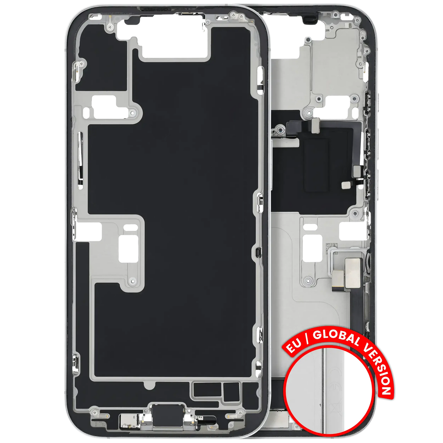 Mid-Frame Housing W/ Charging Port Flex & Small Parts For iPhone 16 Pro (EU / Global Version) (Pull) (White Titanium)