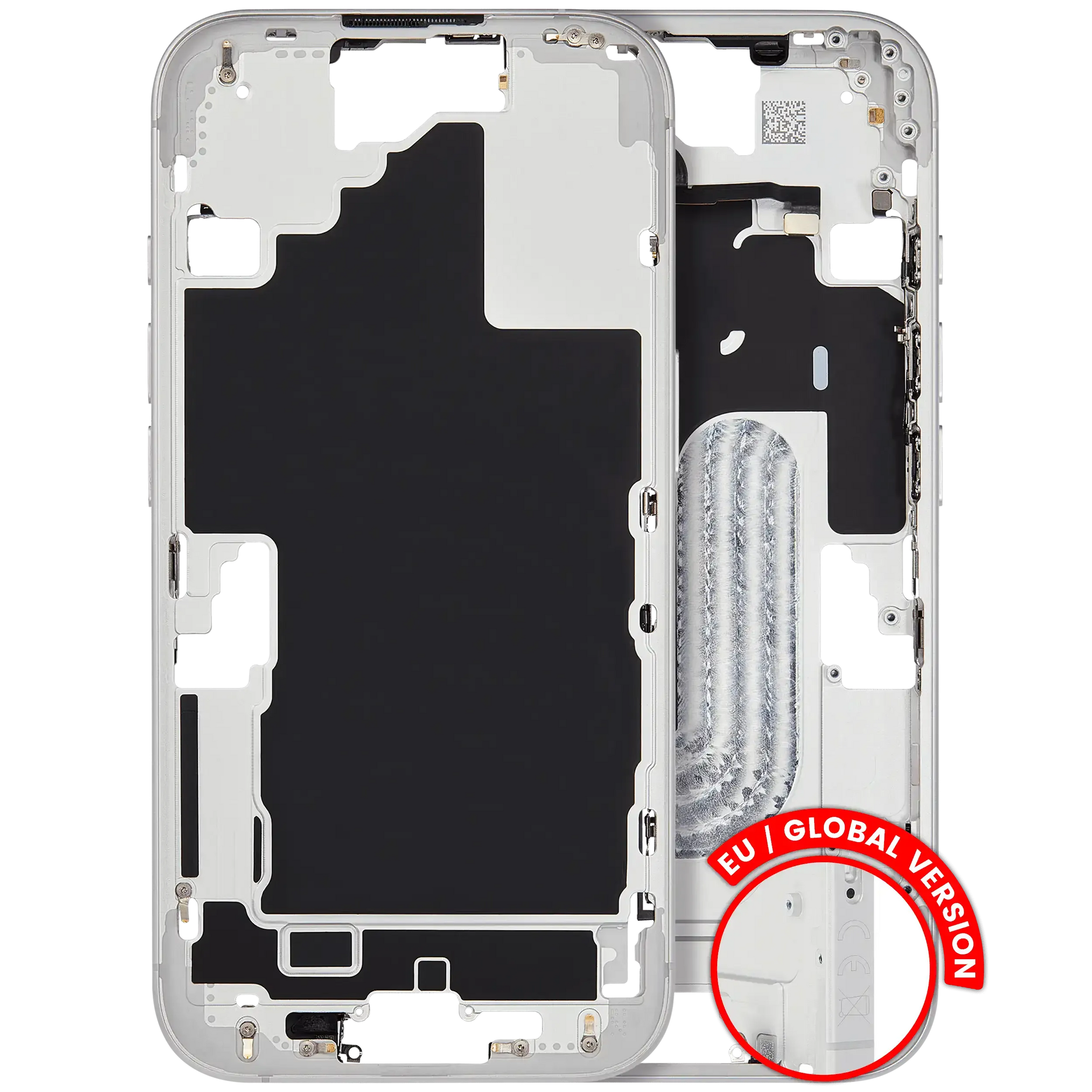 Mid-Frame Housing W/ Small Parts For iPhone 16 (EU / Global Version) (Pull) (White)