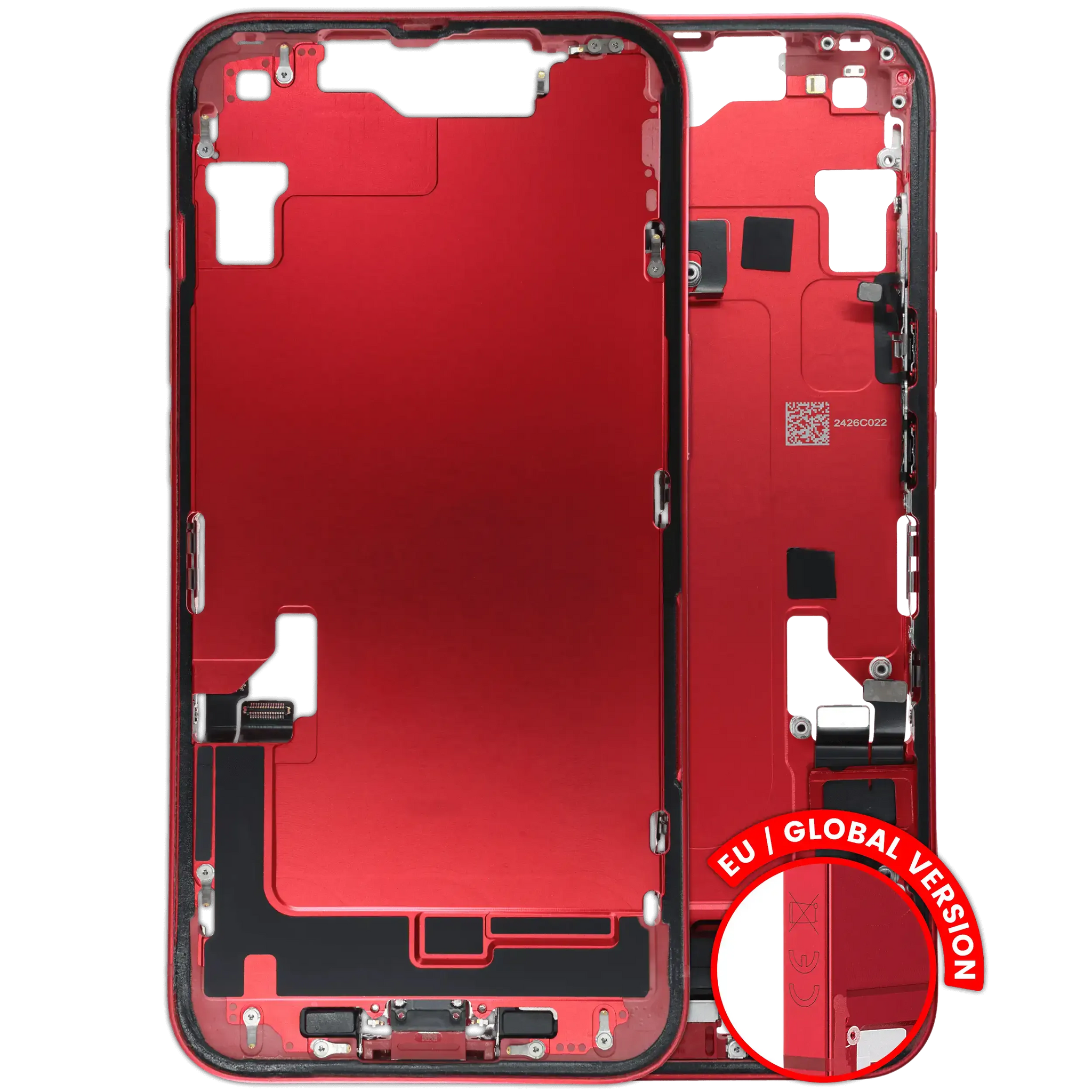Mid-Frame Housing W/ Charging Port Flex & Small Parts For iPhone 14 (EU / Global Version) (Pull) (Red)
