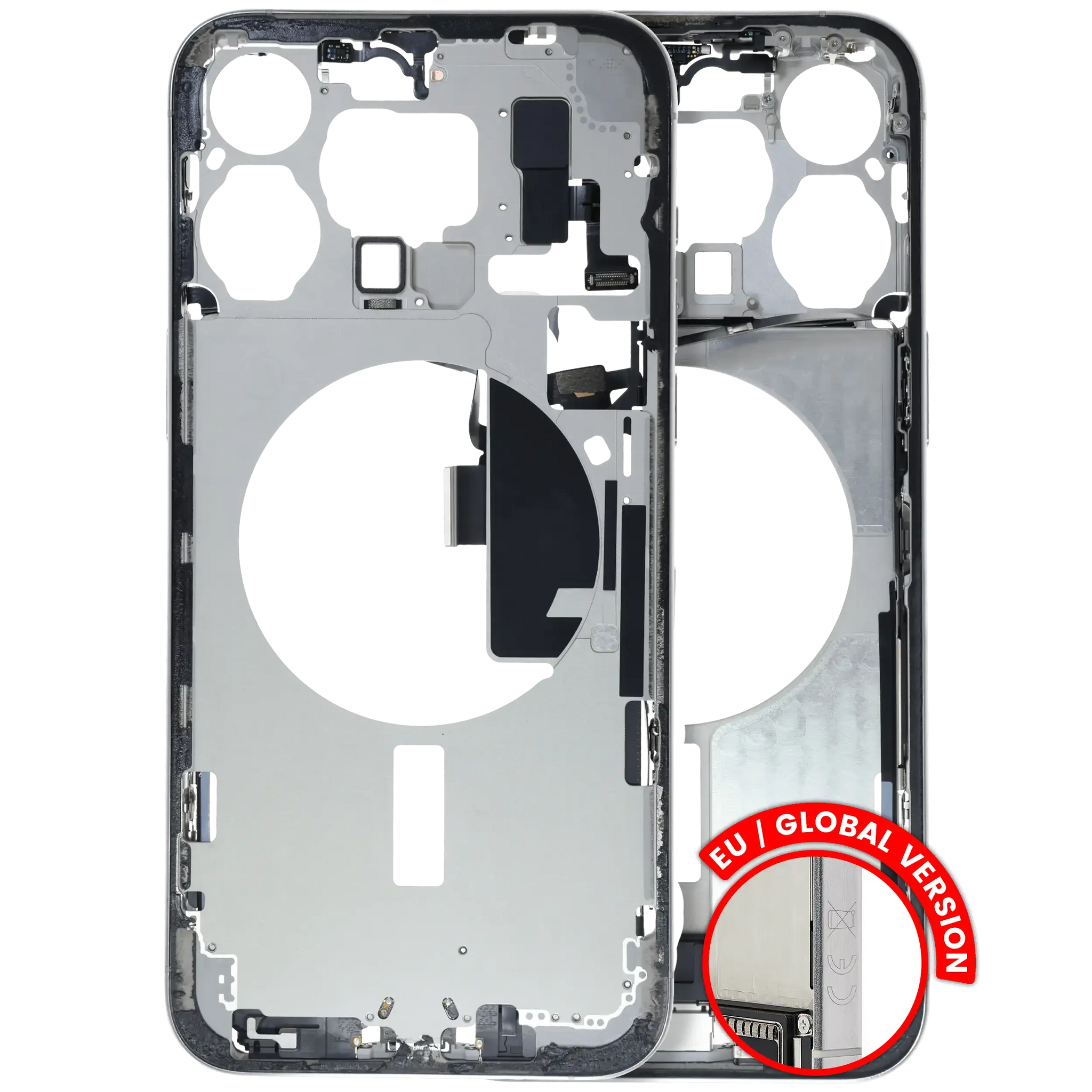 Mid-Frame Housing W/ Charging Port Flex & Small Parts For iPhone 15 Pro Max (EU / Global Version) (Pull) (White Titanium)