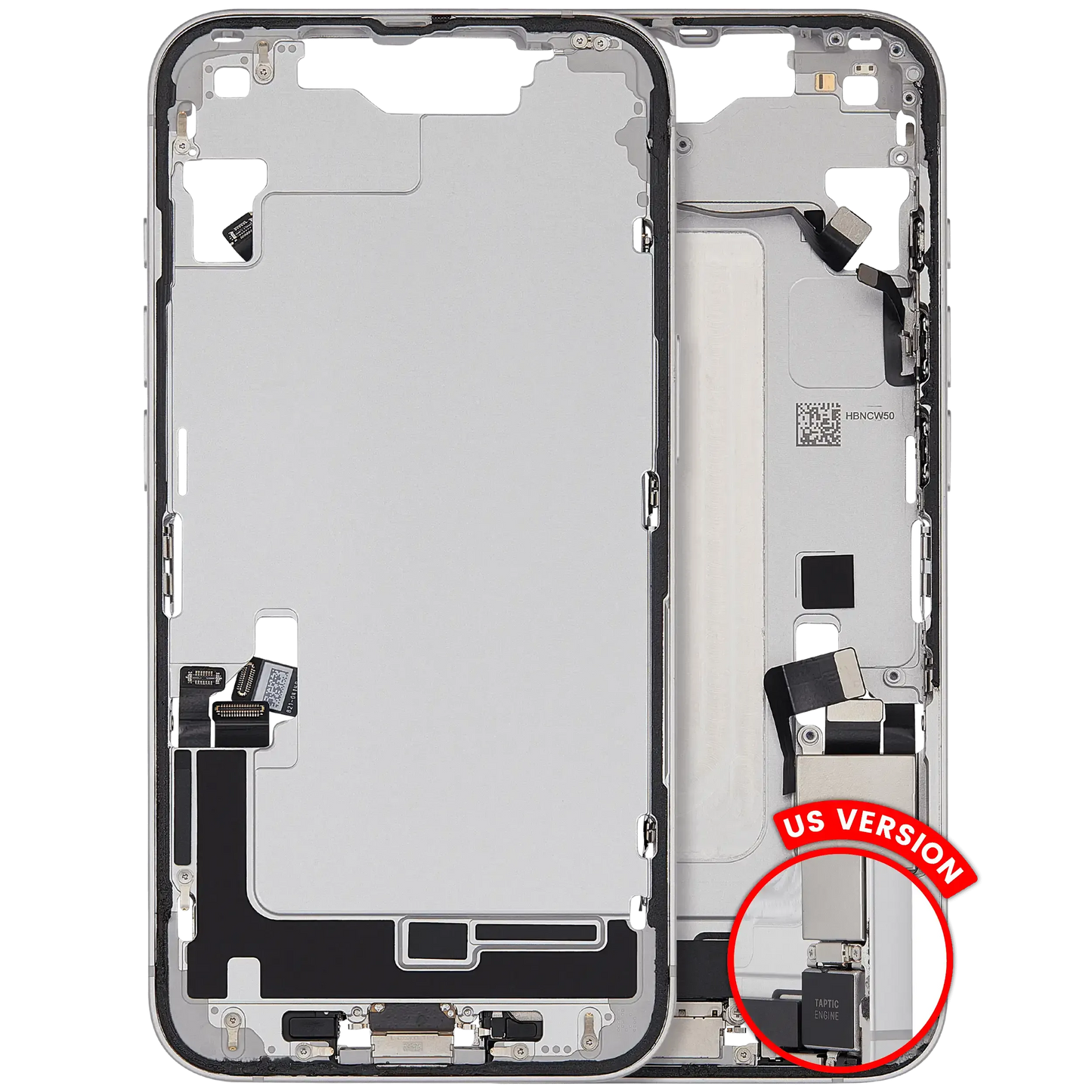 Mid-Frame Housing W/ Charging Port Flex & Small Parts For iPhone 16e (US Version) (Pull) (White)
