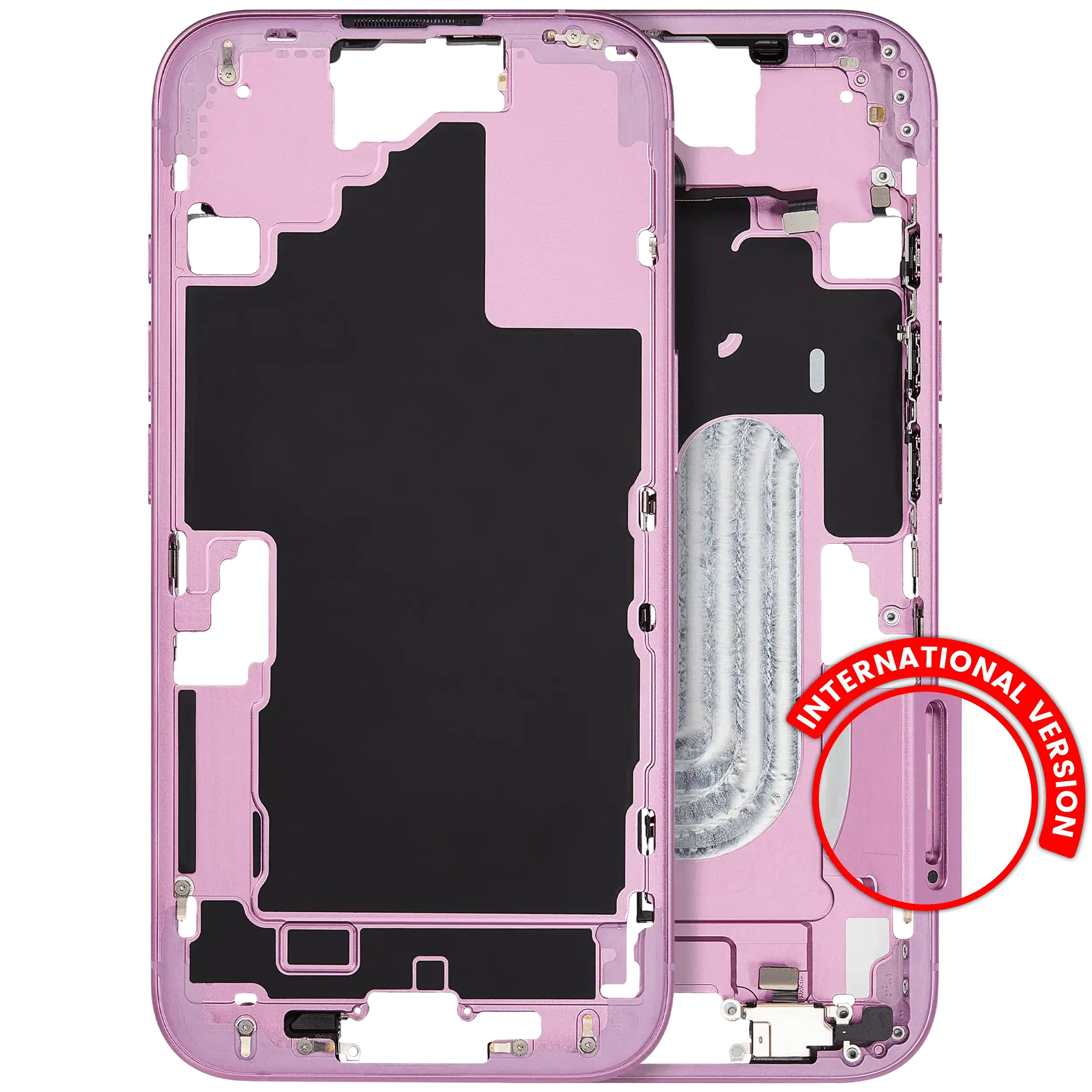 Mid-Frame Housing W/ Small Parts For iPhone 16 (EU / Global Version) (Pull) (Pink)