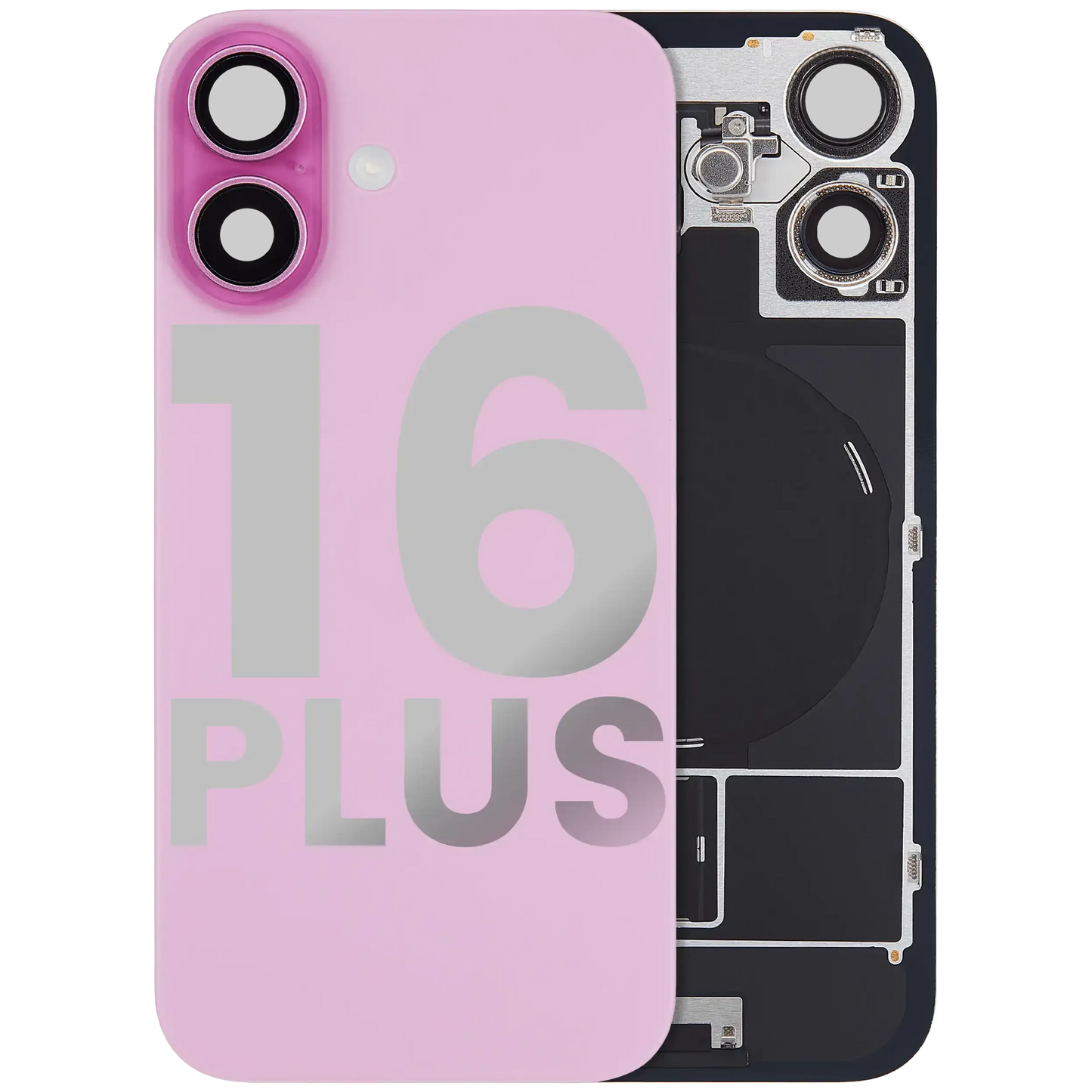 Back Glass w/ MagSafe Magnet & NFC & Flashlight Flex For iPhone 16 Plus (Pull) (Pink)