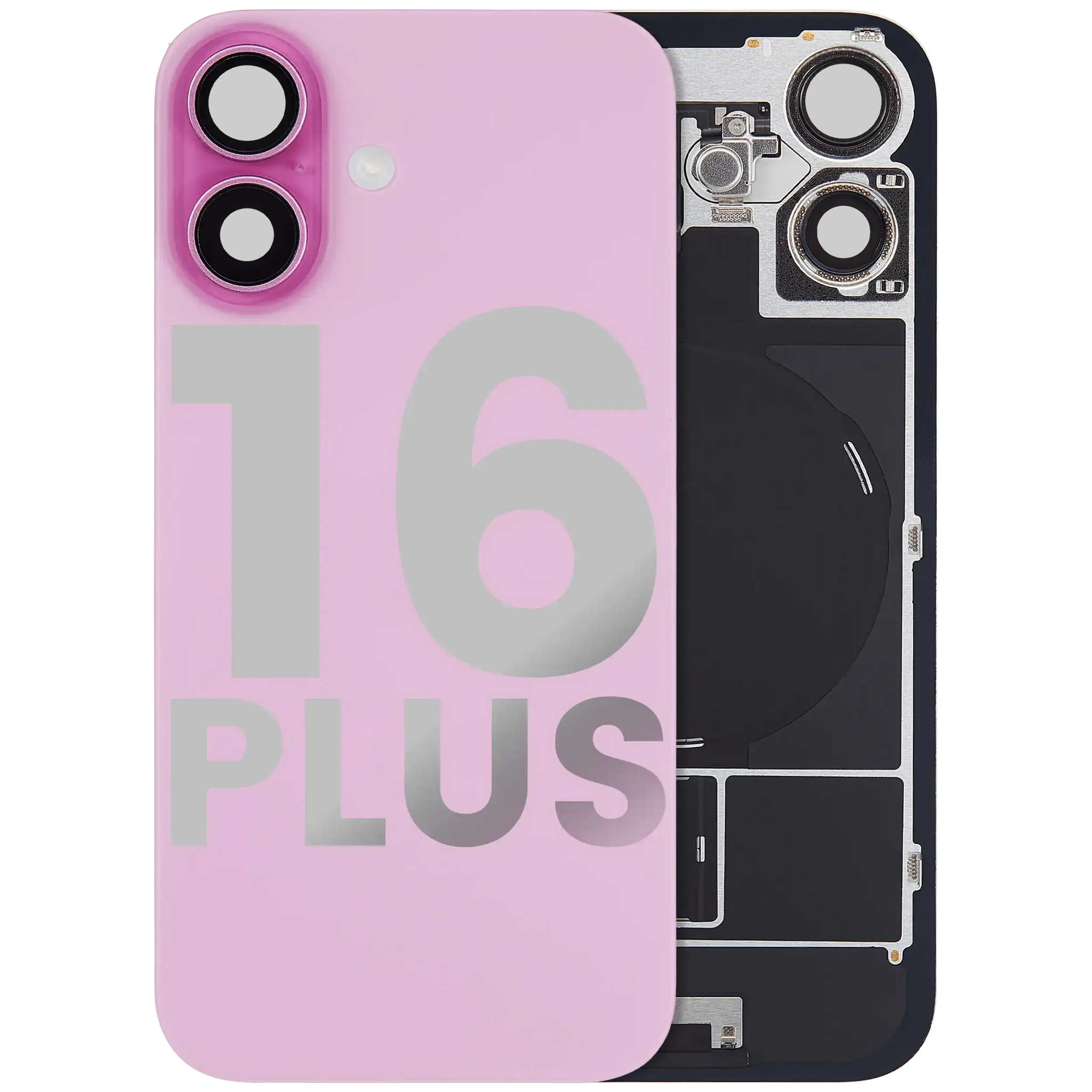 Back Glass w/ MagSafe Magnet & NFC & Flashlight Flex For iPhone 16 Plus (Pull) (Pink)