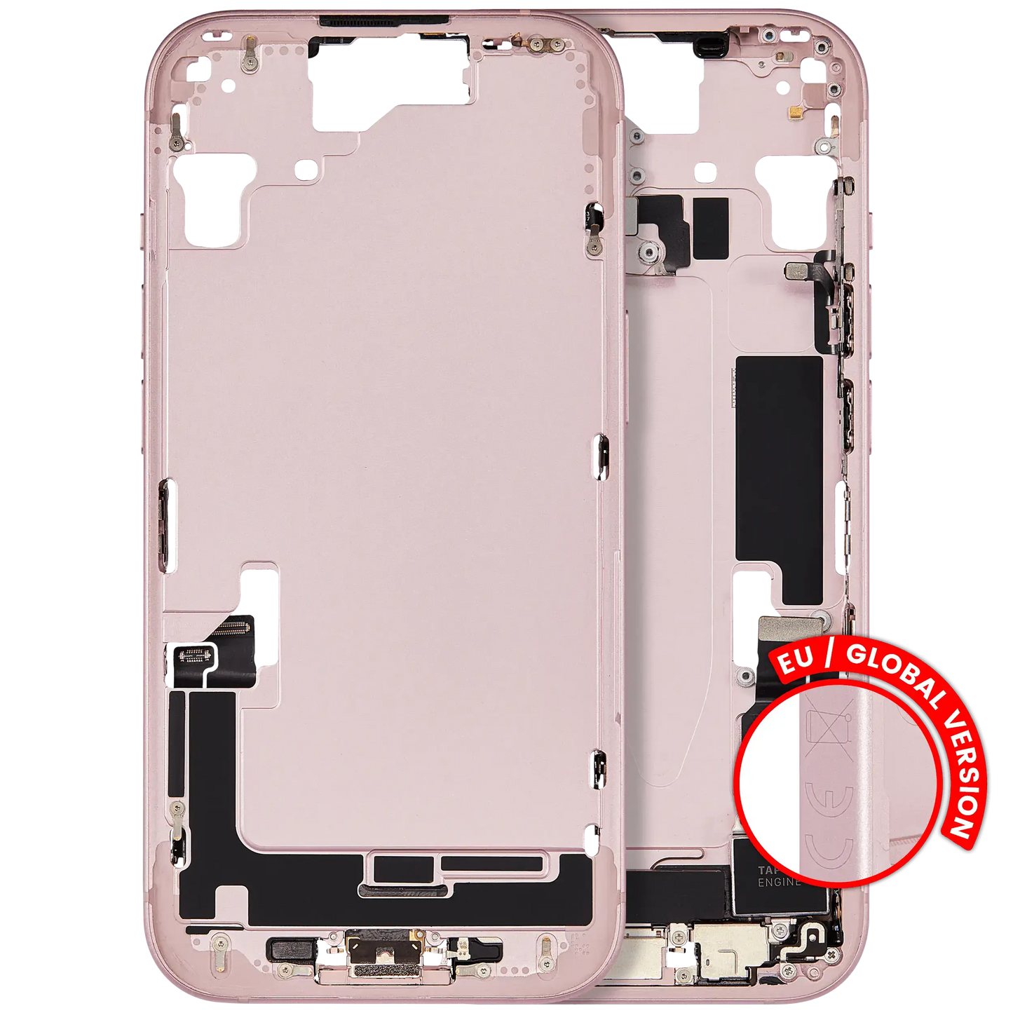 Mid-Frame Housing W/ Charging Port Flex & Small Parts For iPhone 15 (EU / Global Version) (Pull) (Pink)