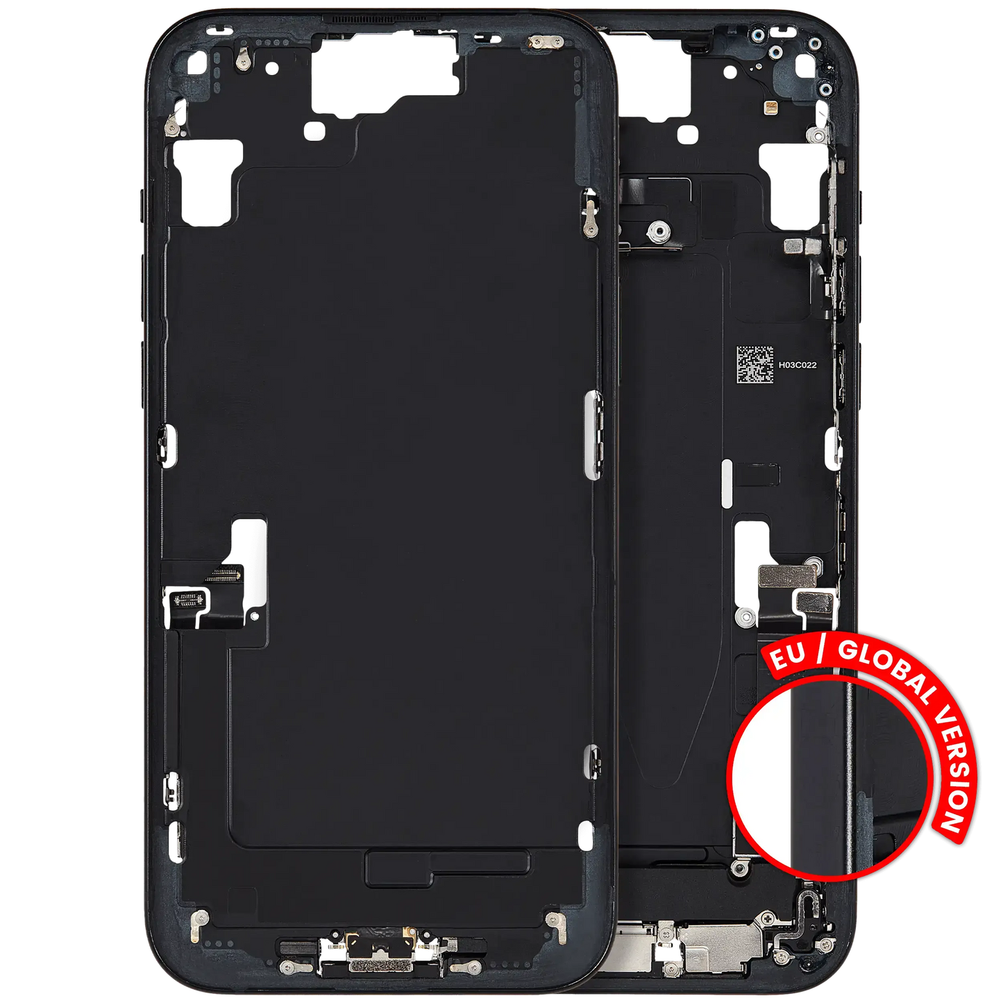 Mid-Frame Housing W/ Charging Port Flex & Small Parts For iPhone 15 Plus (EU / Global Version) (Pull) (Black)