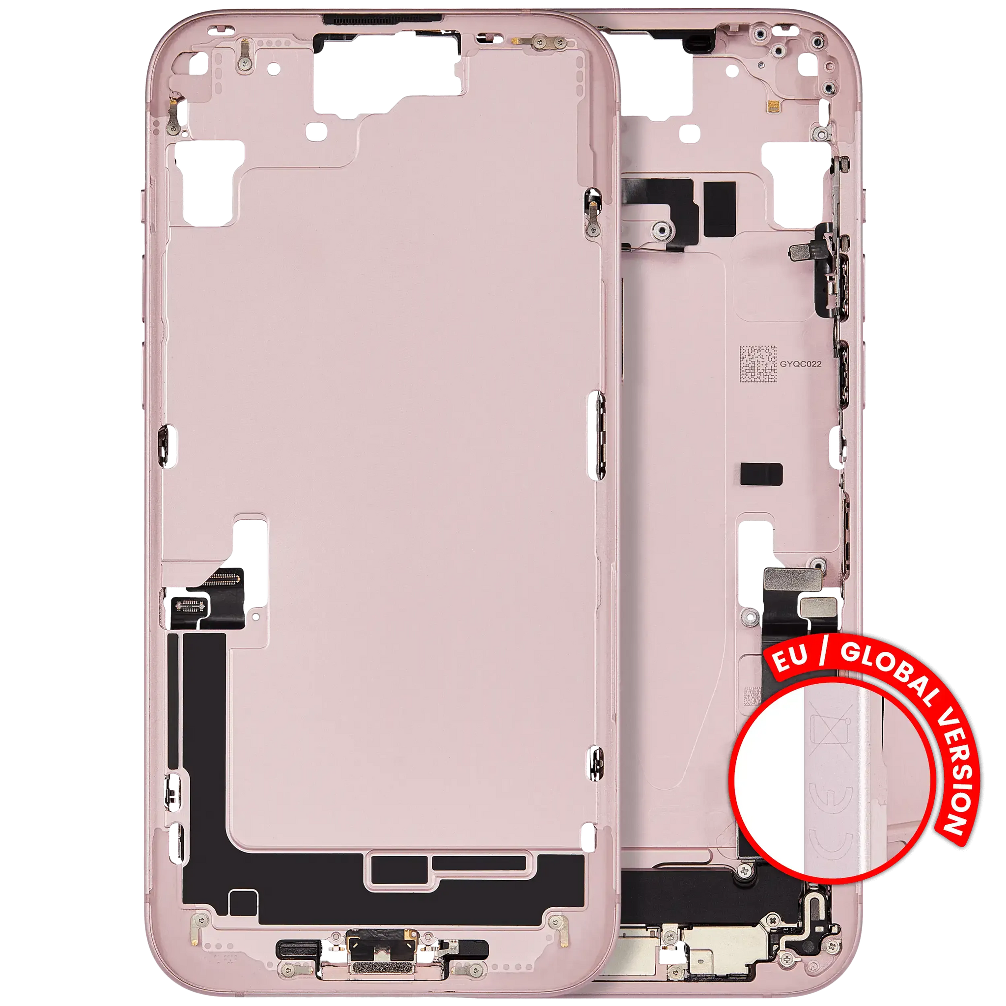 Mid-Frame Housing W/ Charging Port Flex & Small Parts For iPhone 15 Plus (EU / Global Version) (Pull) (Pink)