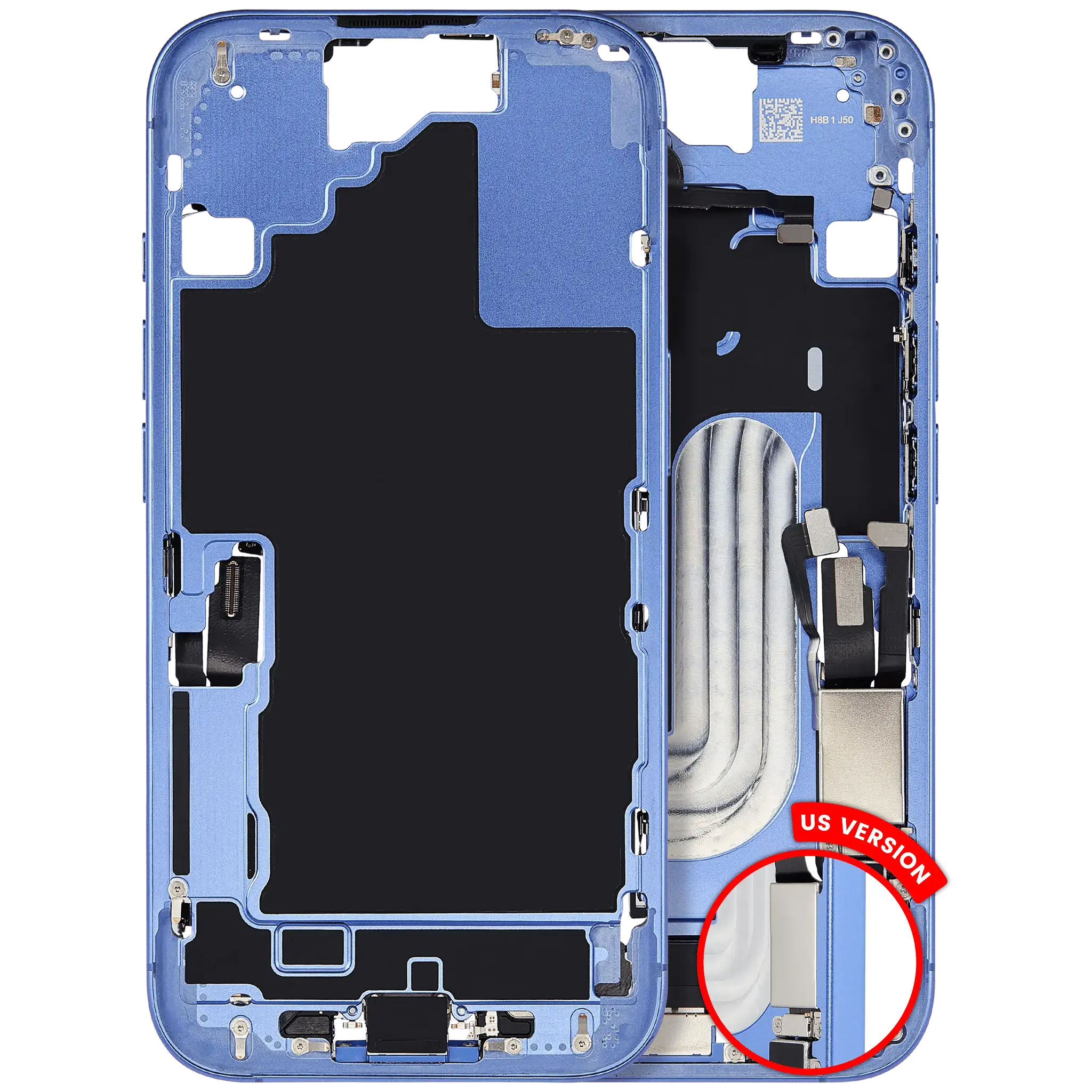 Mid-Frame Housing W/ Charging Port Flex & Small Parts For iPhone 16 (EU / Global Version) (Pull) (Ultramarine)