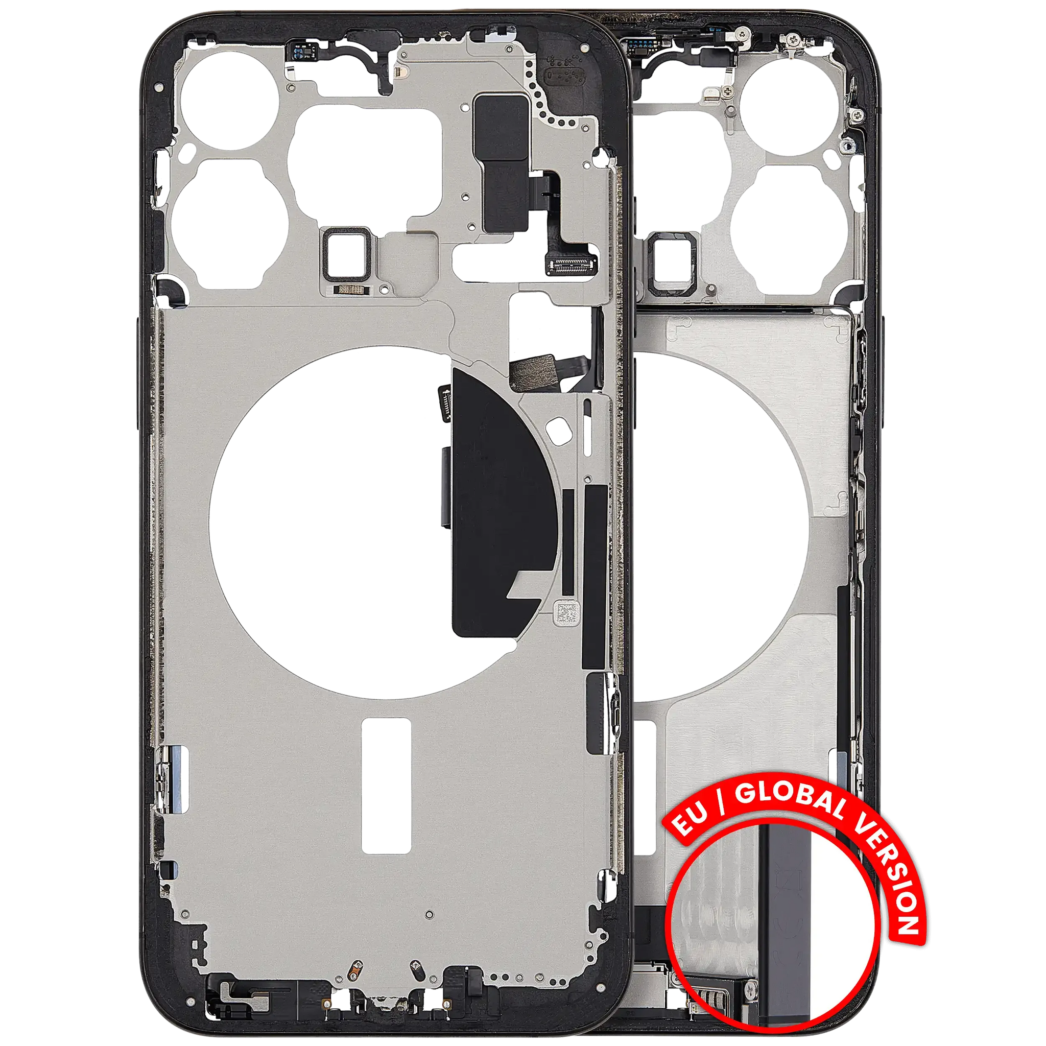 Mid-Frame Housing W/ Charging Port Flex & Small Parts For iPhone 15 Pro Max (EU / Global Version) (Pull) (Black Titanium)