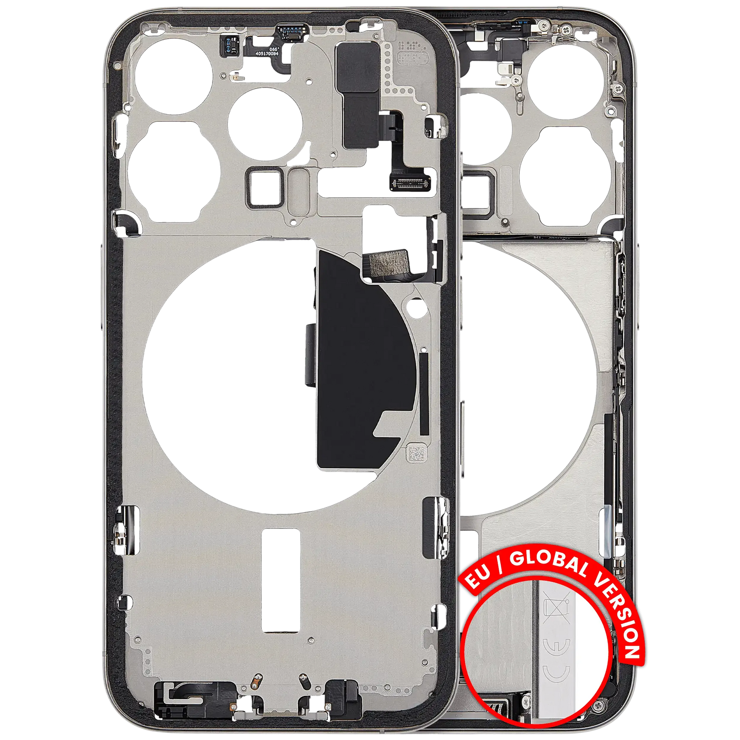Mid-Frame Housing W/ Charging Port Flex & Small Parts For iPhone 15 Pro (EU / Global Version) (Pull) (White Titanium)