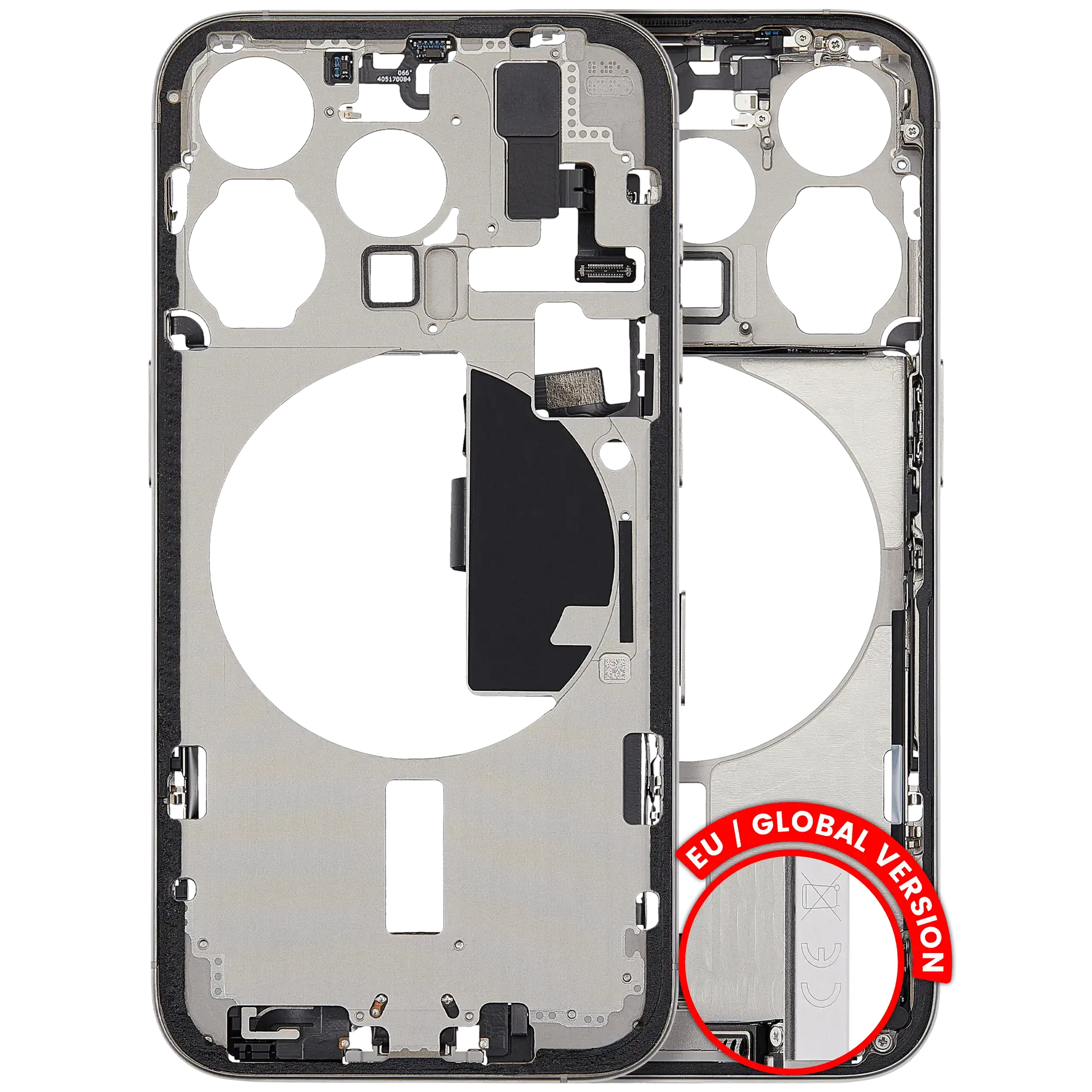 Mid-Frame Housing W/ Charging Port Flex & Small Parts For iPhone 15 Pro (EU / Global Version) (Pull) (White Titanium)