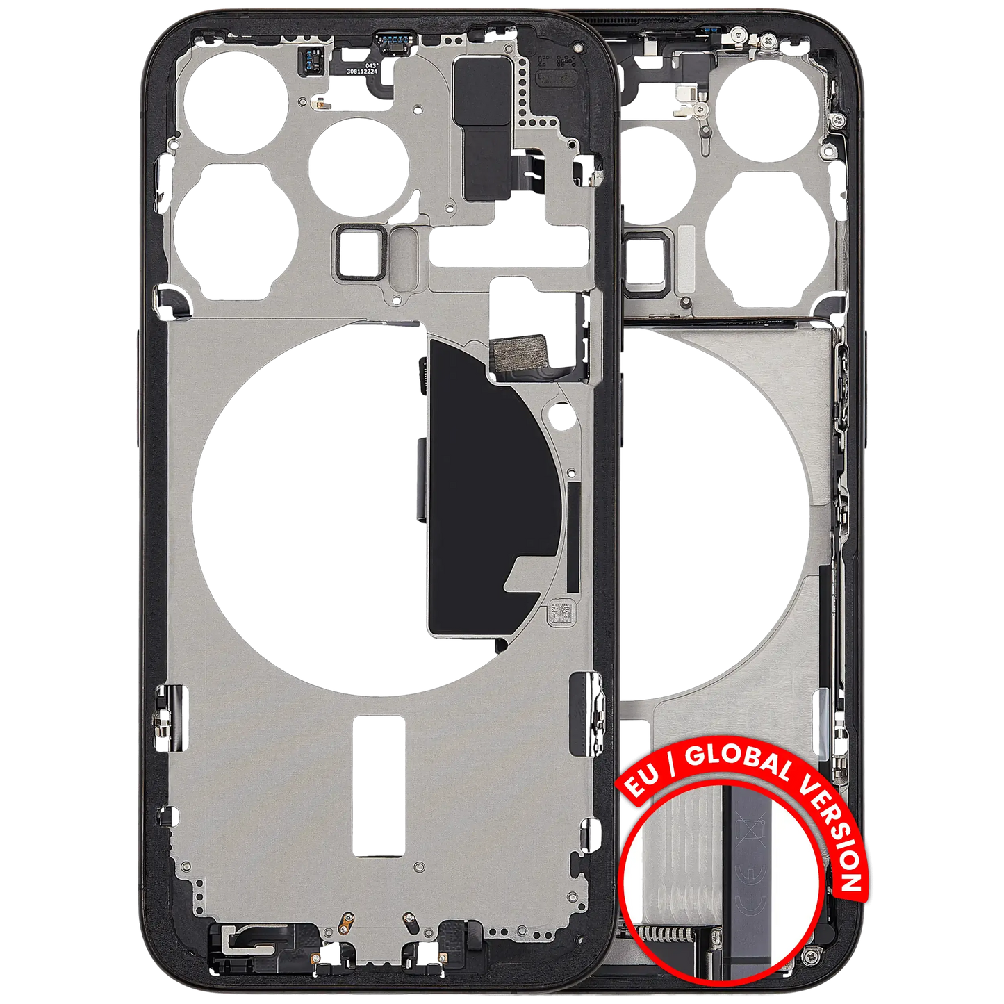 Mid-Frame Housing W/ Charging Port Flex & Small Parts For iPhone 15 Pro (EU / Global Version) (Pull) (Black Titanium)