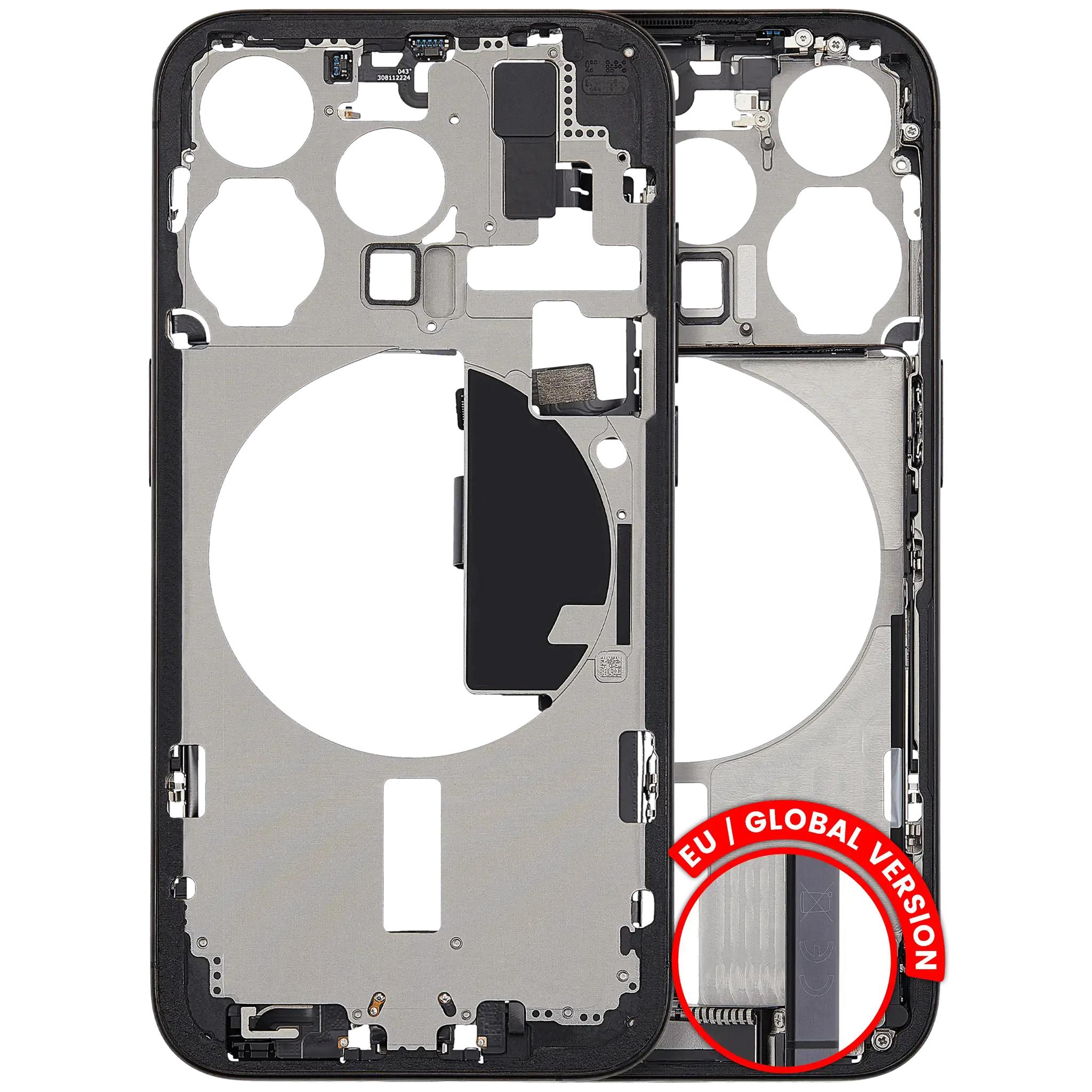 Mid-Frame Housing W/ Charging Port Flex & Small Parts For iPhone 15 Pro (EU / Global Version) (Pull) (Black Titanium)