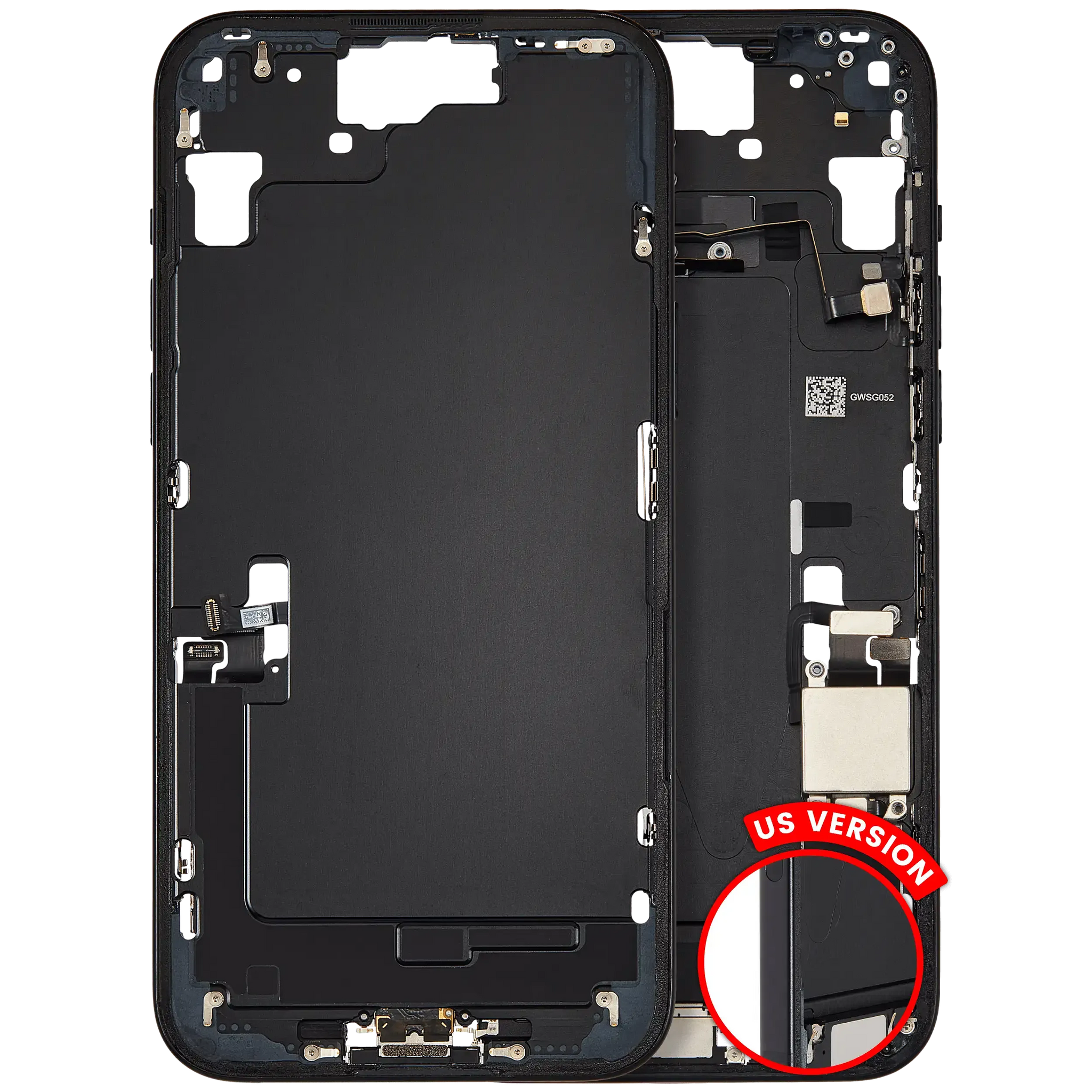 Mid-Frame Housing W/ Charging Port Flex & Small Parts For iPhone 15 Plus (US Version) (Pull) (Black)