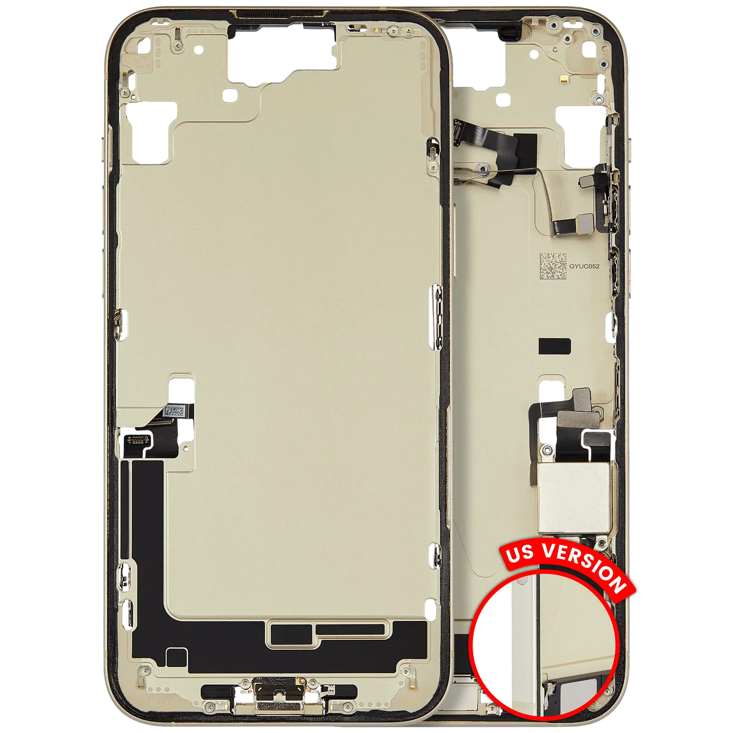 Mid-Frame Housing W/ Charging Port Flex & Small Parts For iPhone 15 Plus (US Version) (Pull) (Yellow)