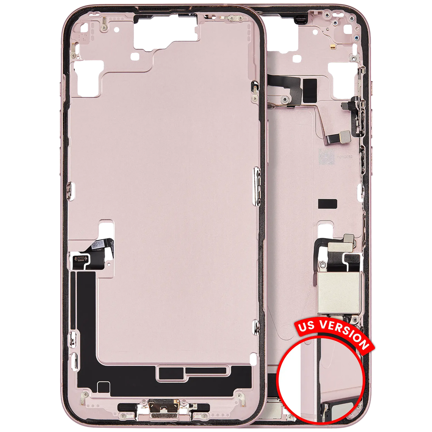 Mid-Frame Housing W/ Charging Port Flex & Small Parts For iPhone 15 Plus (US Version) (Pull) (Pink)