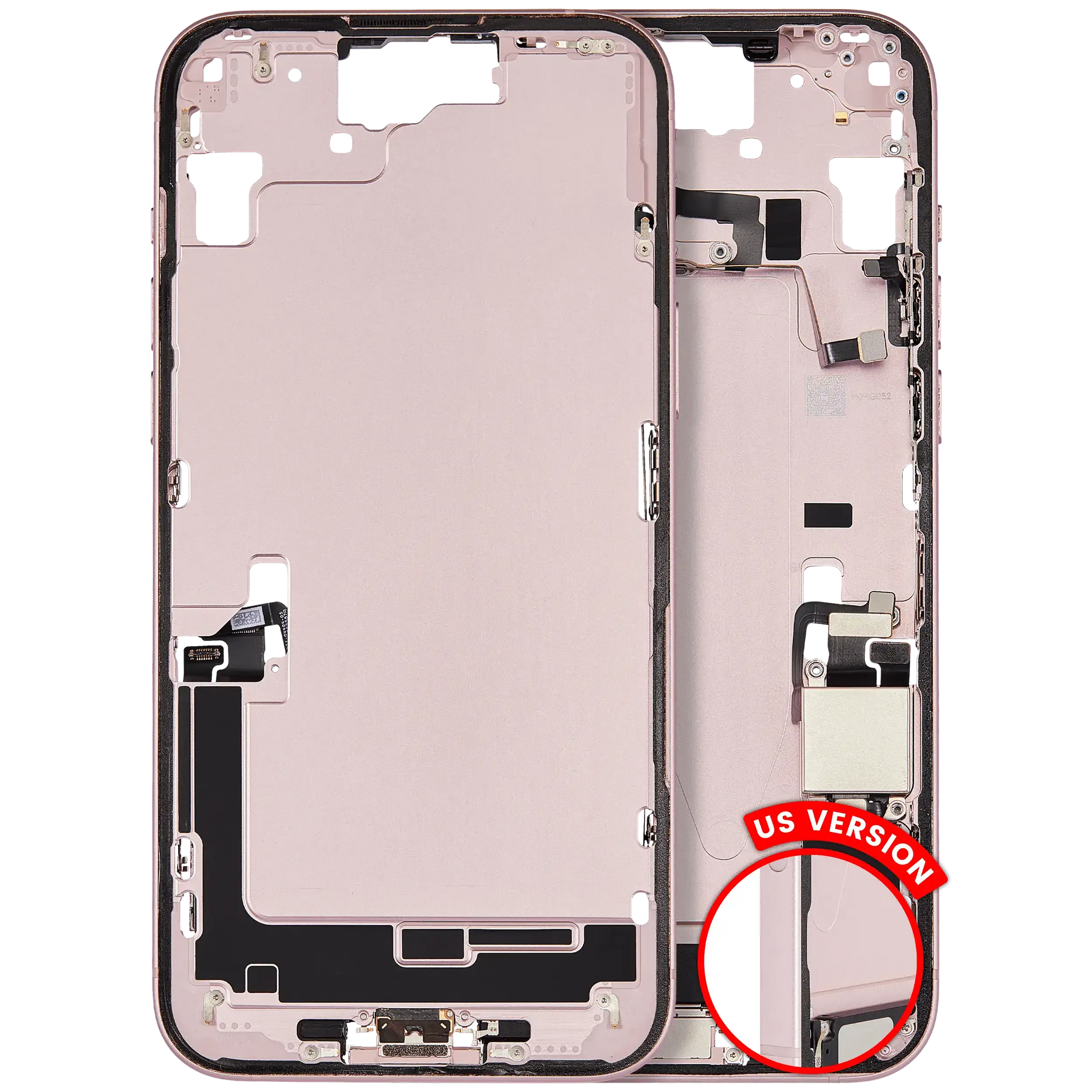 Mid-Frame Housing W/ Charging Port Flex & Small Parts For iPhone 15 Plus (US Version) (Pull) (Pink)