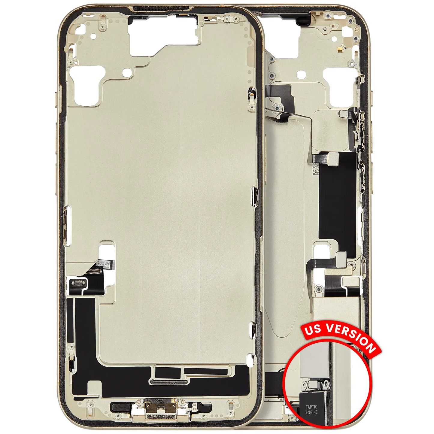 Mid-Frame Housing W/ Charging Port Flex & Small Parts For iPhone 15 (US Version) (Pull) (Yellow)