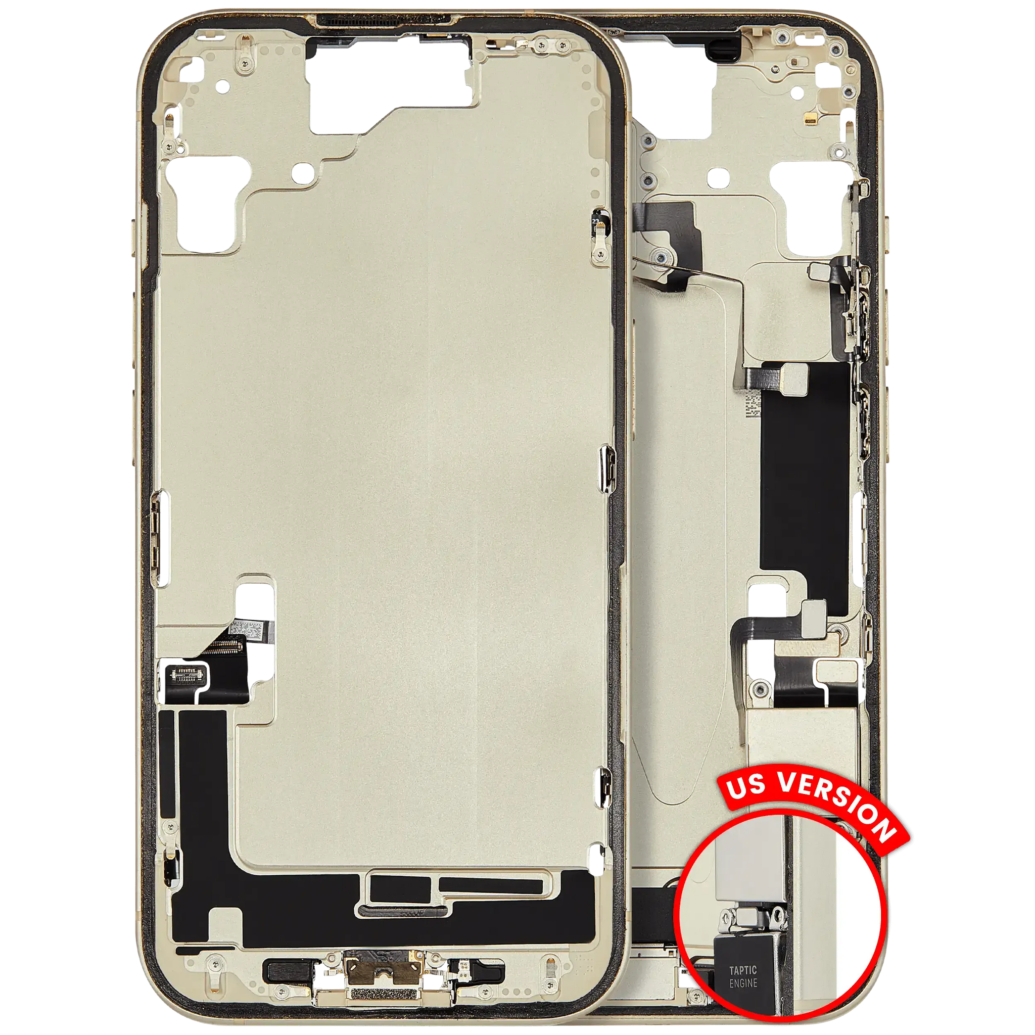 Mid-Frame Housing W/ Charging Port Flex & Small Parts For iPhone 15 (US Version) (Pull) (Yellow)