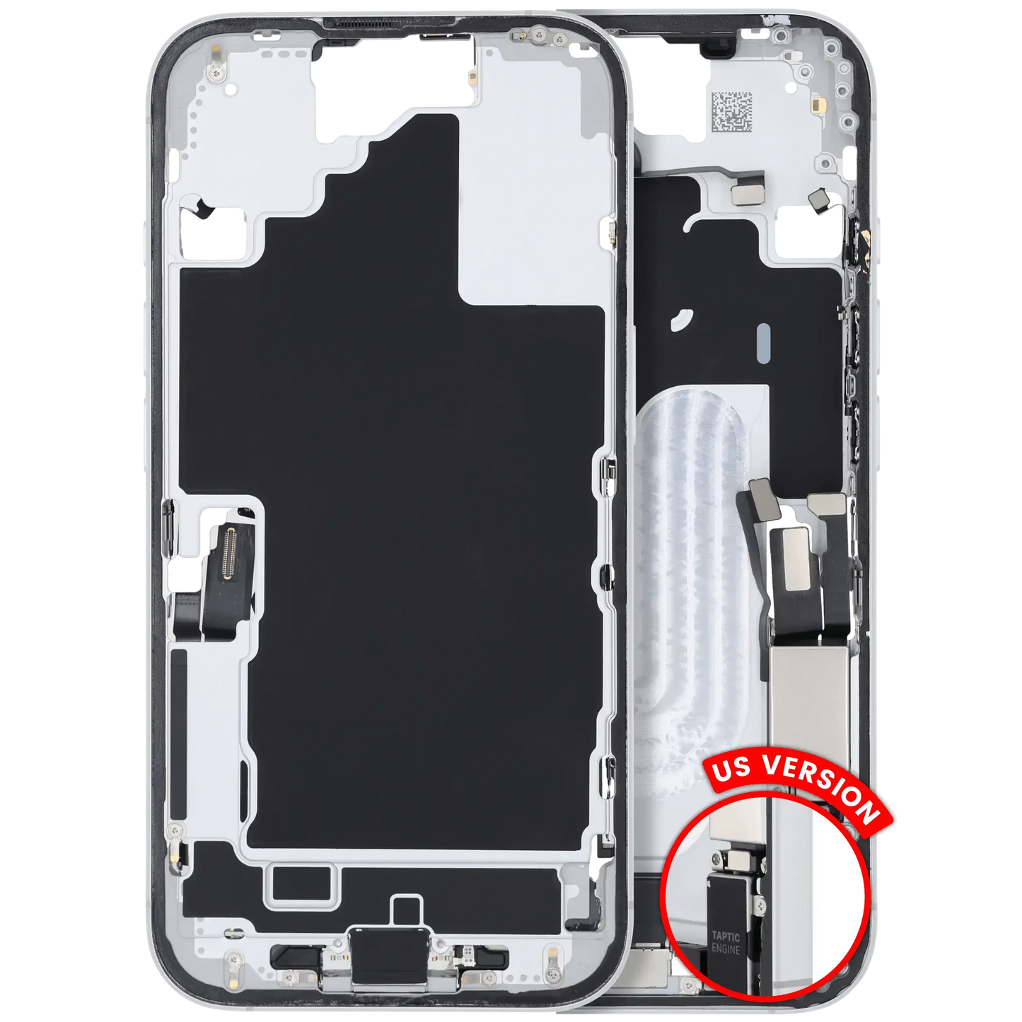 Mid-Frame Housing W/ Charging Port Flex & Small Parts For iPhone 16 (US Version) (Pull) (White)