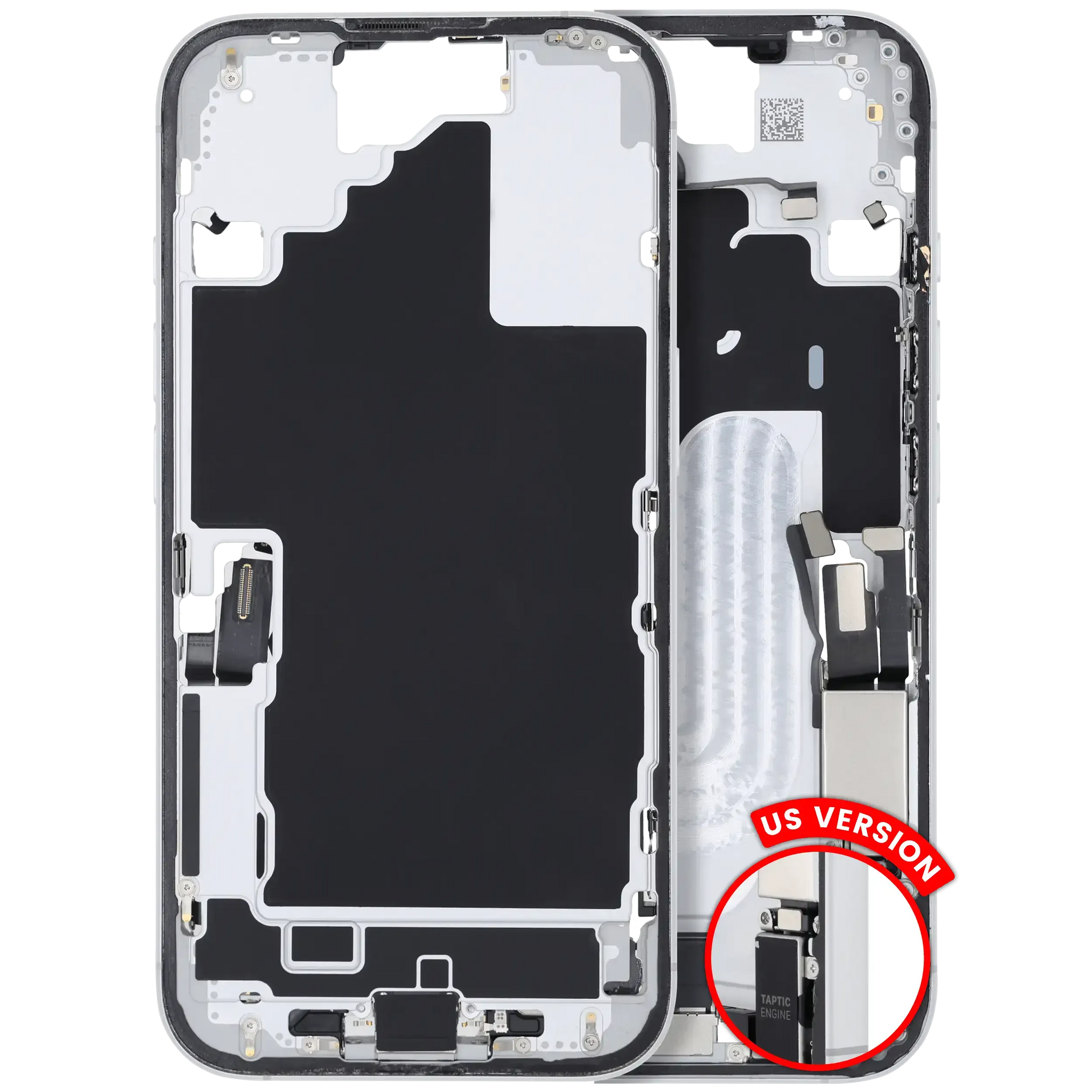 Mid-Frame Housing W/ Charging Port Flex & Small Parts For iPhone 16 (US Version) (Pull) (White)