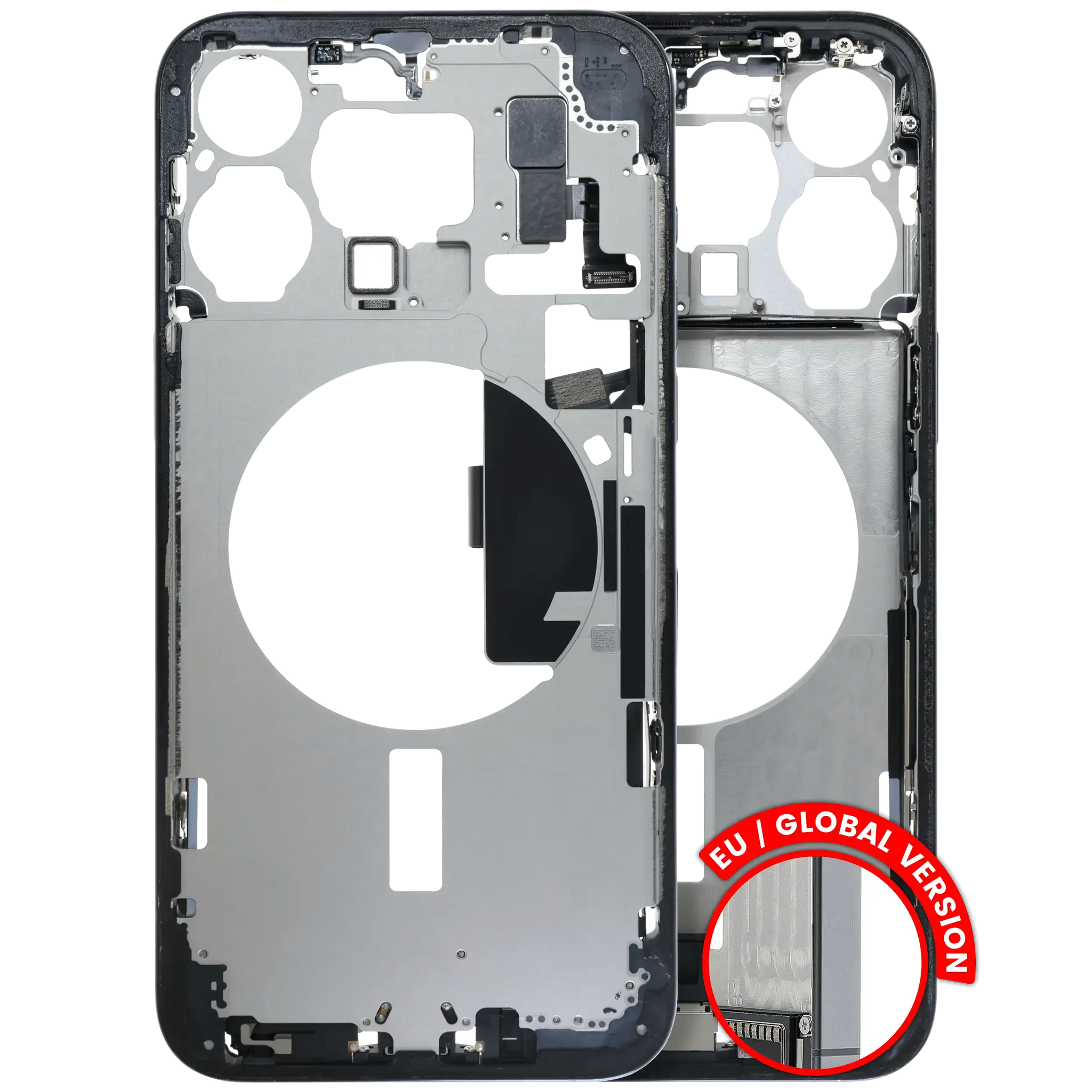 Mid-Frame Housing W/ Charging Port Flex & Small Parts For iPhone 15 Pro Max (EU / Global Version) (Pull) (Blue Titanium)