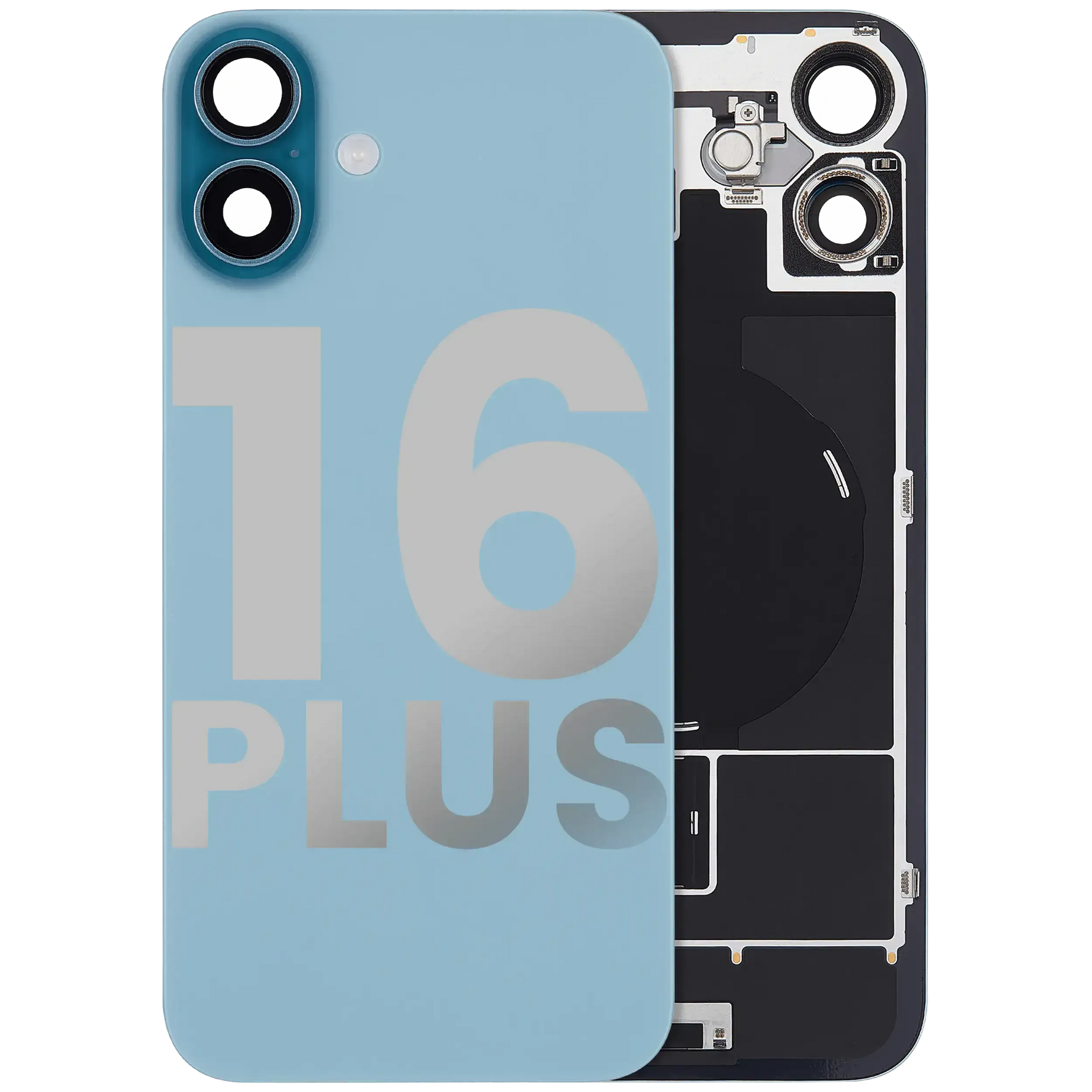 Back Glass w/ MagSafe Magnet & NFC & Flashlight Flex For iPhone 16 Plus (Pull) (Teal)