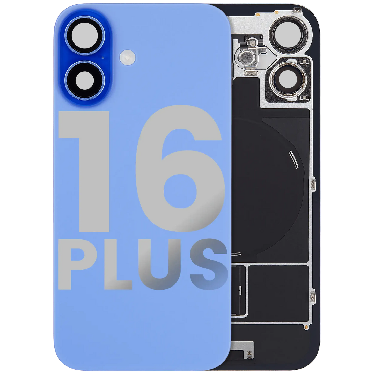 Back Glass w/ MagSafe Magnet & NFC & Flashlight Flex For iPhone 16 Plus (Pull) (Ultramarine)