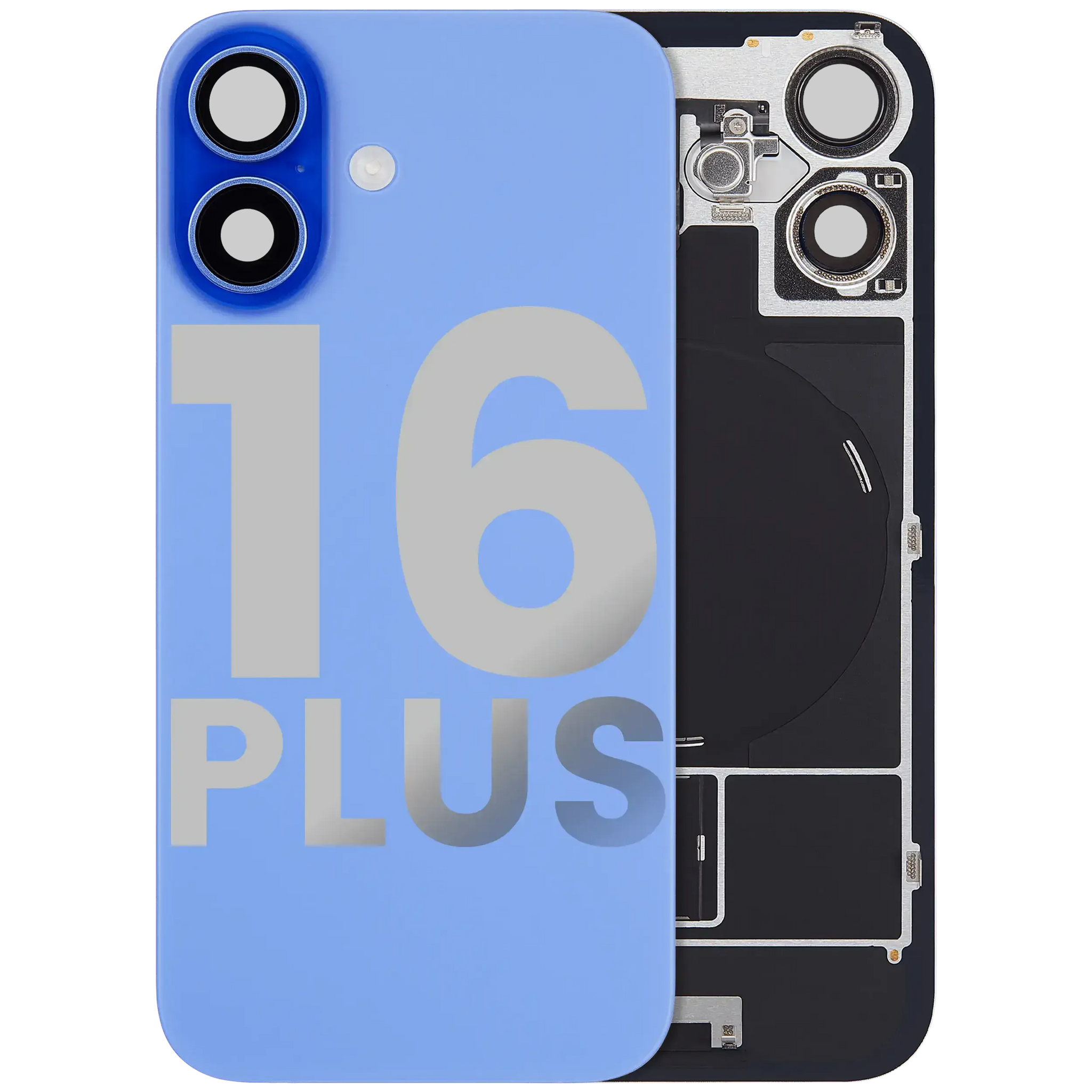 Back Glass w/ MagSafe Magnet & NFC & Flashlight Flex For iPhone 16 Plus (Pull) (Ultramarine)
