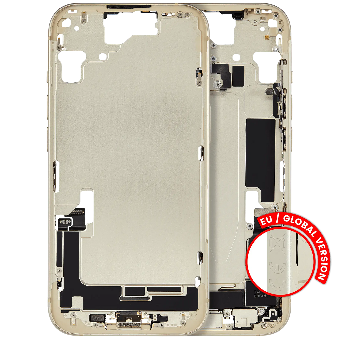 Mid-Frame Housing W/ Charging Port Flex & Small Parts For iPhone 15 (EU / Global Version) (Pull) (Yellow)