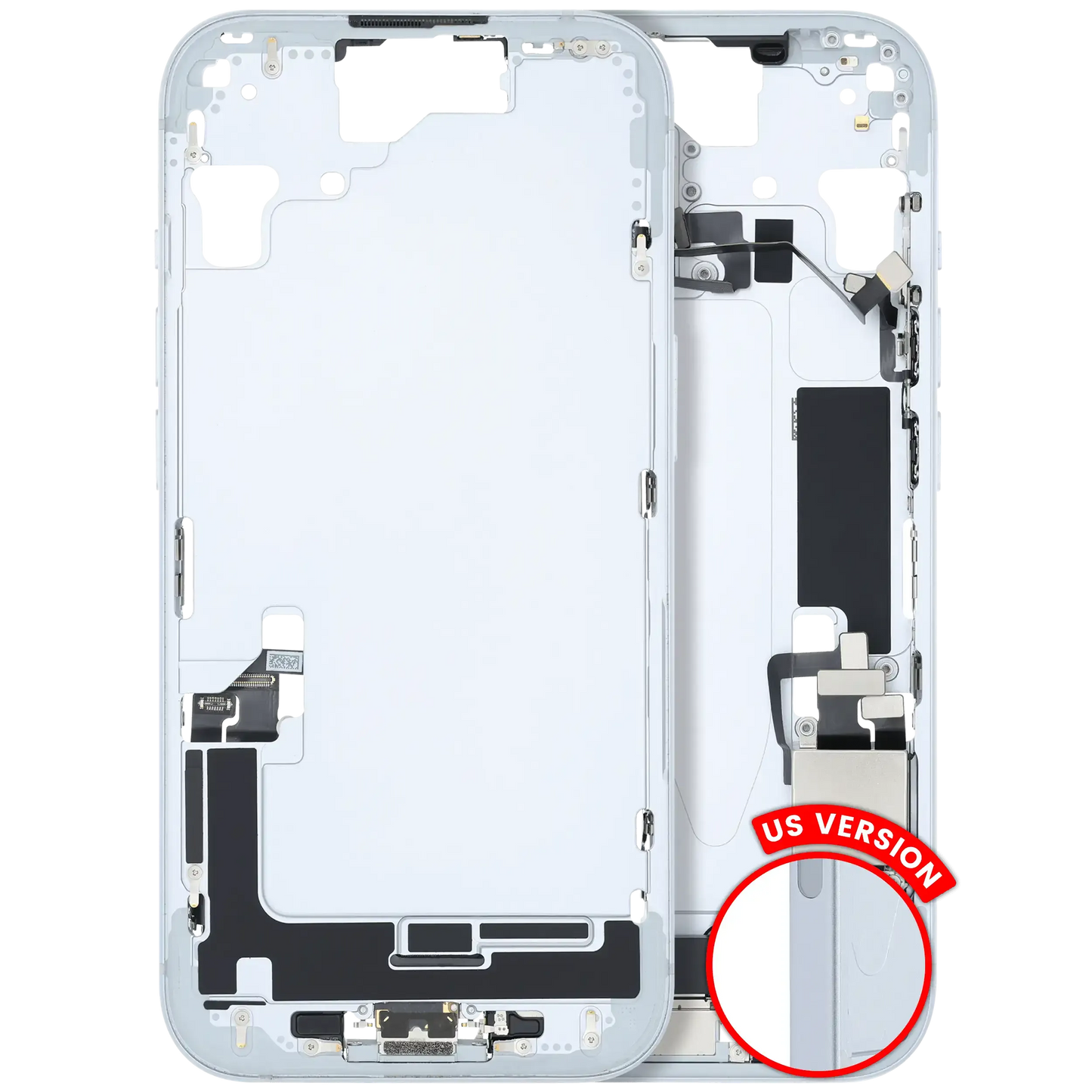 Mid-Frame Housing W/ Charging Port Flex & Small Parts For iPhone 15 (US Version) (Pull) (Blue)
