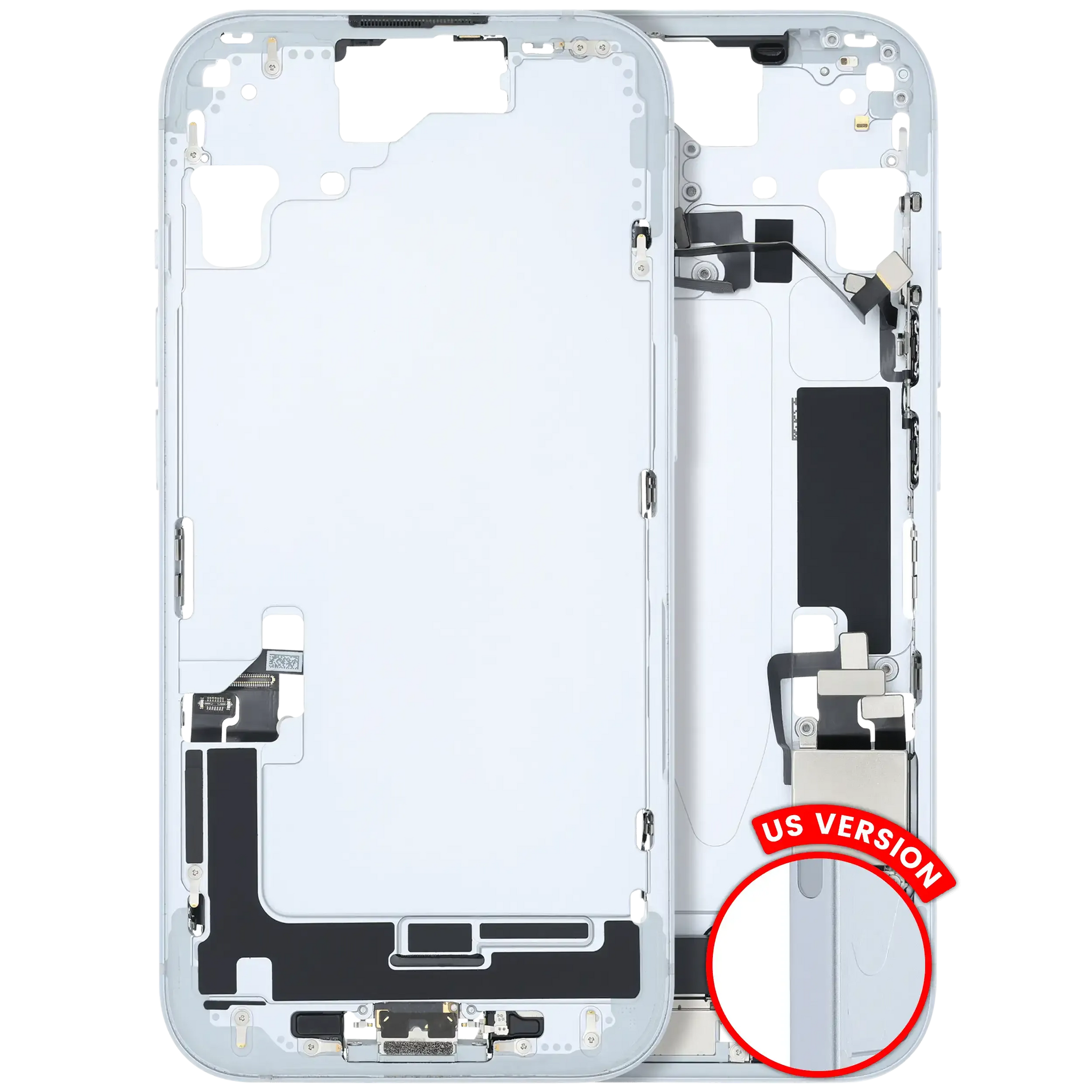 Mid-Frame Housing W/ Charging Port Flex & Small Parts For iPhone 15 (US Version) (Pull) (Blue)