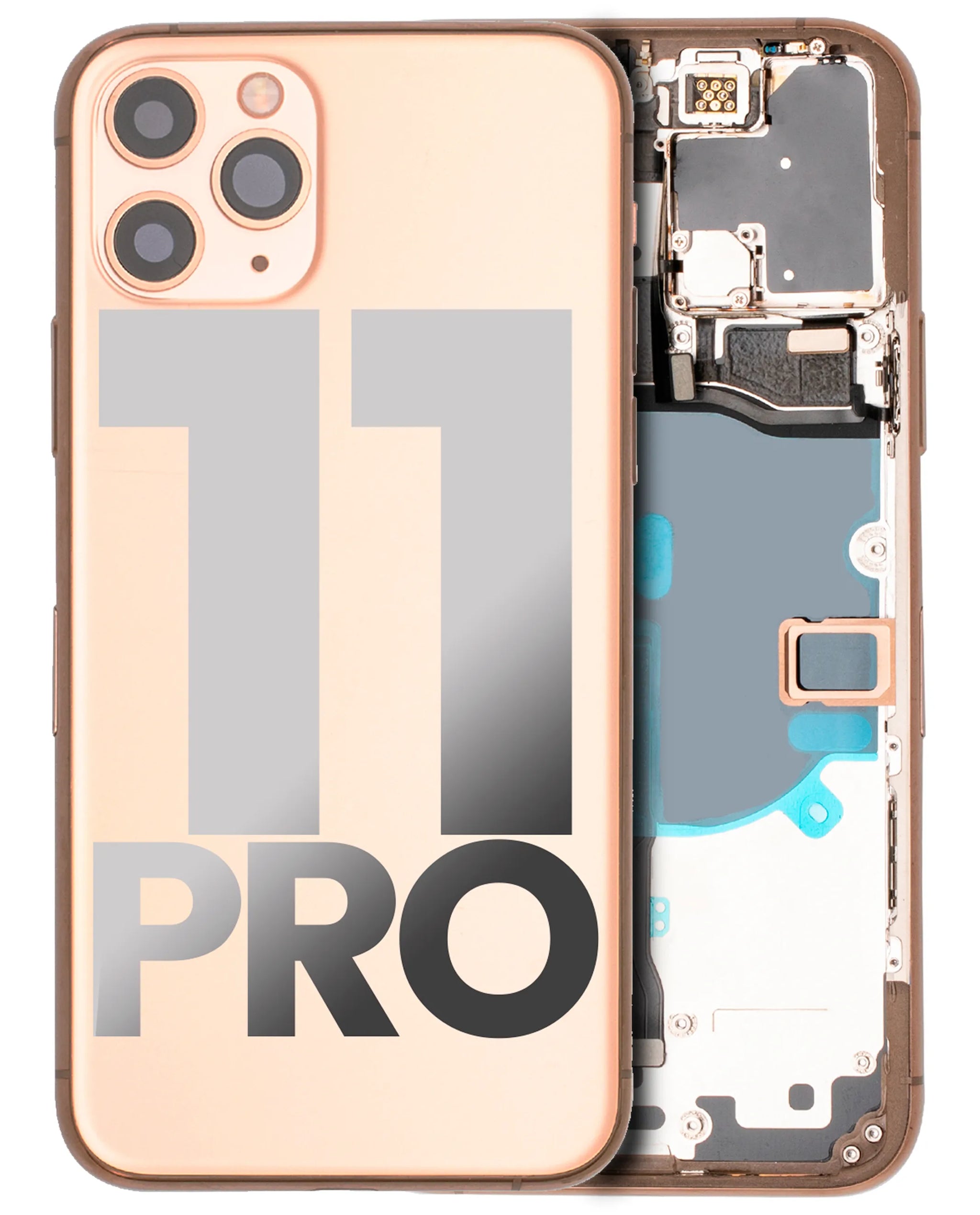 Back Housing W/ Small Components Pre-Installed For iPhone 11 Pro (Pull) (Matte Gold)