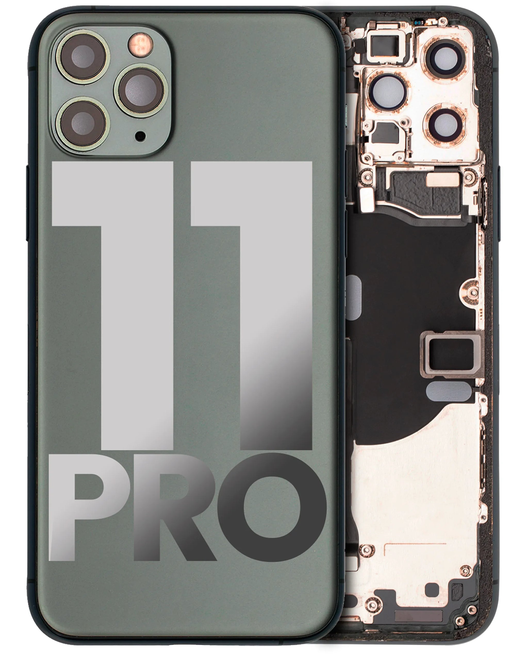 Back Housing W/ Small Components Pre-Installed For iPhone 11 Pro (Pull) (Matte Midnight Green)