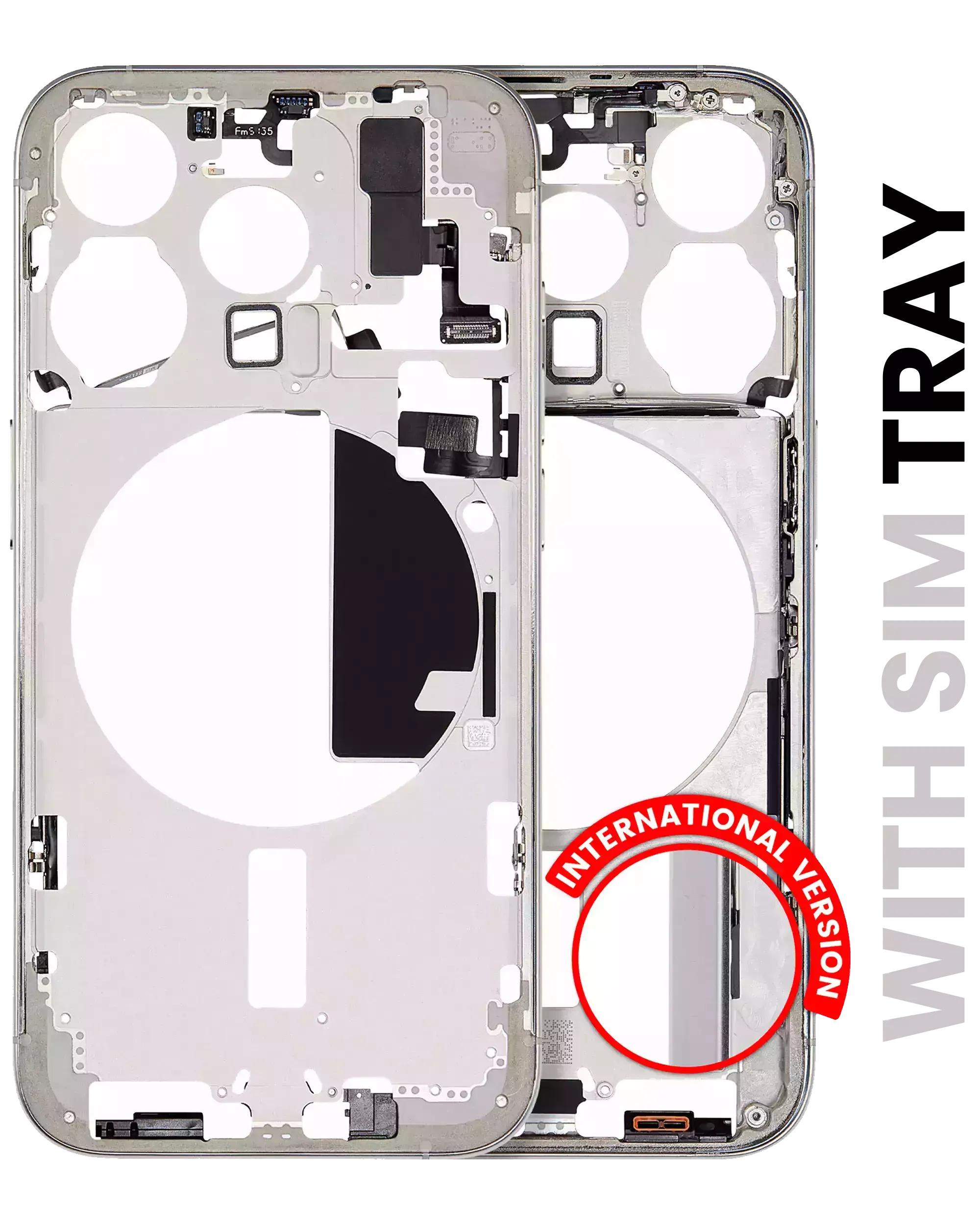 Mid-Frame Housing W/ Small Parts For iPhone 15 Pro (EU / Global Version) (Pull) (White Titanium)