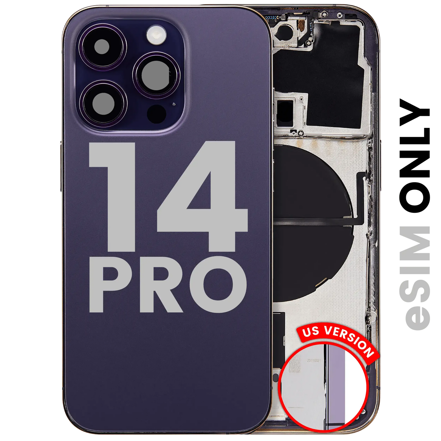 Back Housing W/ Small Parts For iPhone 14 Pro (US Version) (Pull) (Deep Purple)