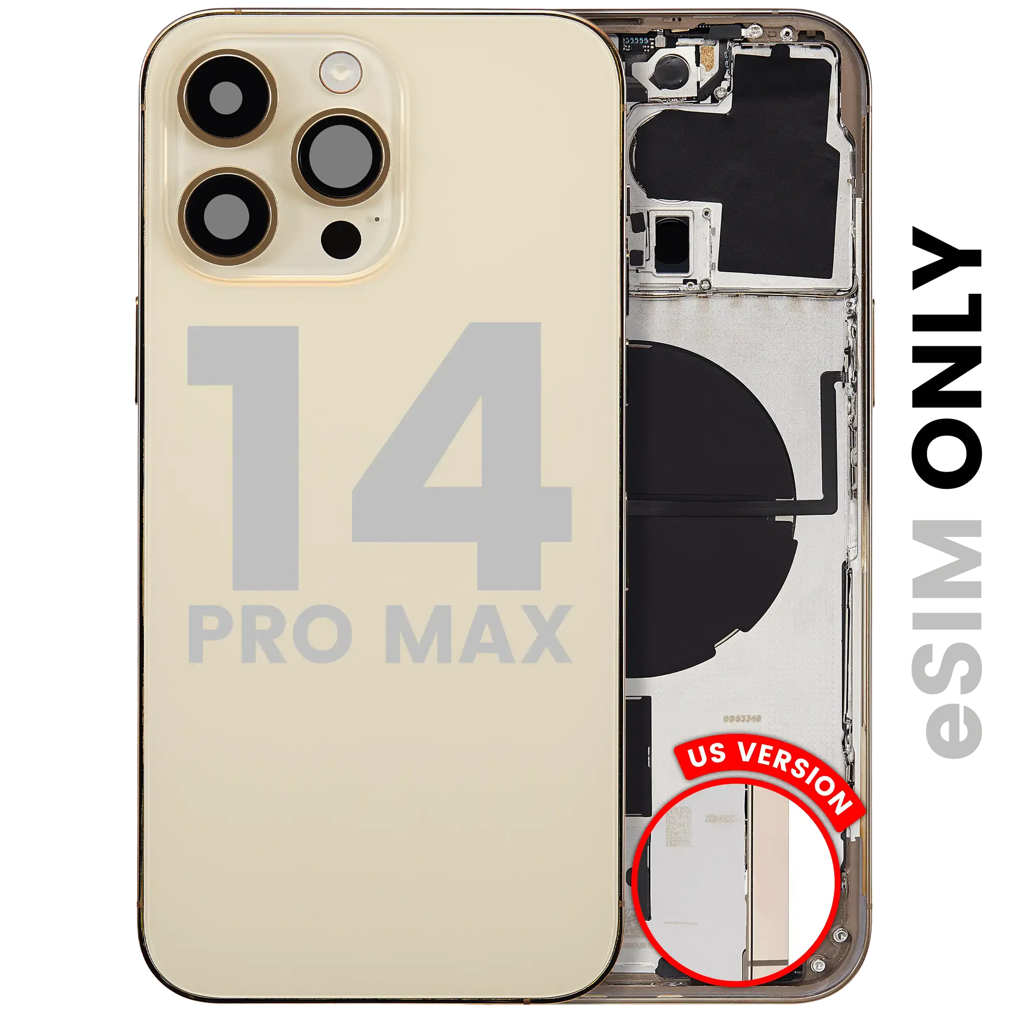 Back Housing W/ Small Parts For iPhone 14 Pro Max (US Version) (Pull) (Gold)