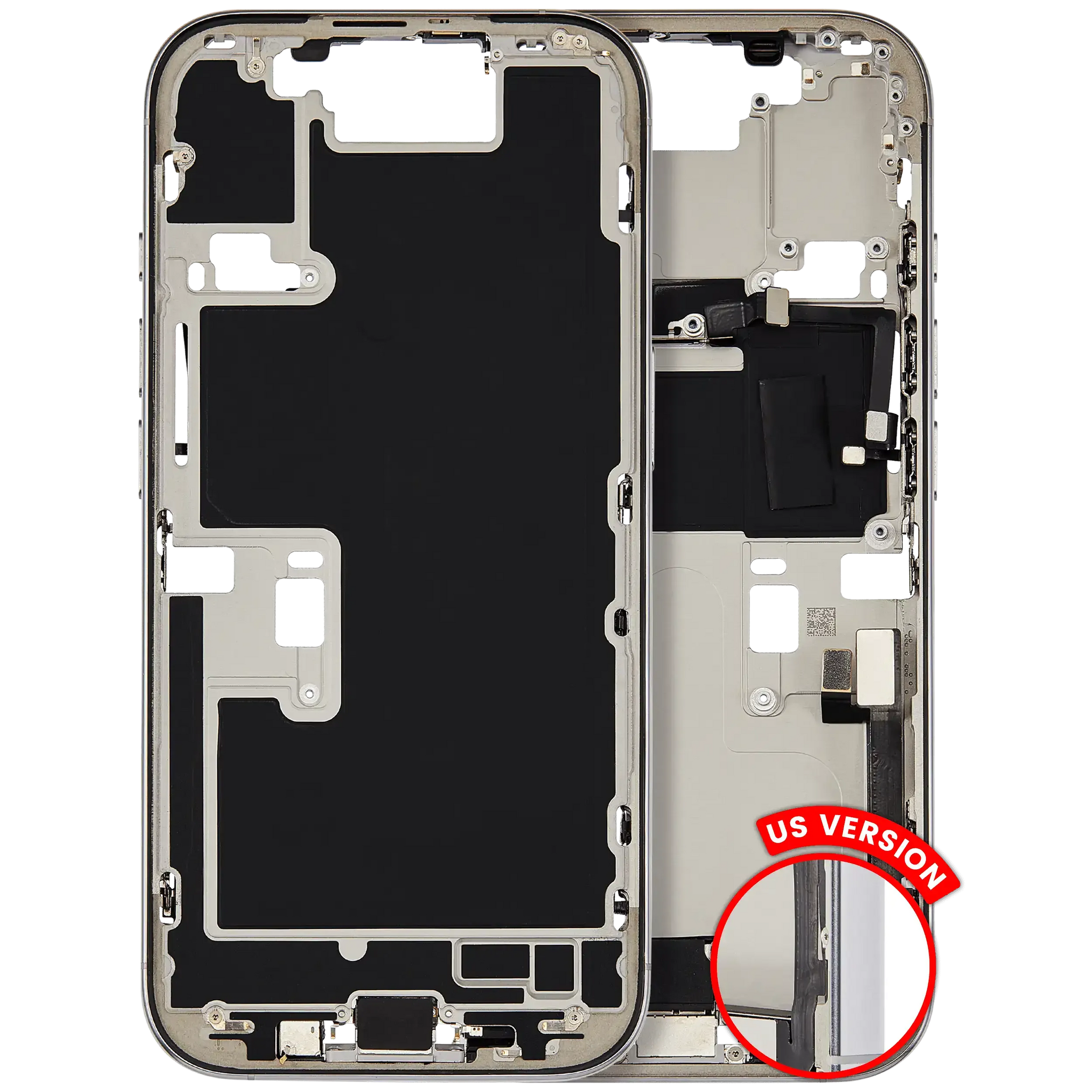 Mid-Frame Housing W/ Charging Port Flex & Small Parts For iPhone 16 Pro (US Version) (Pull) (White Titanium)
