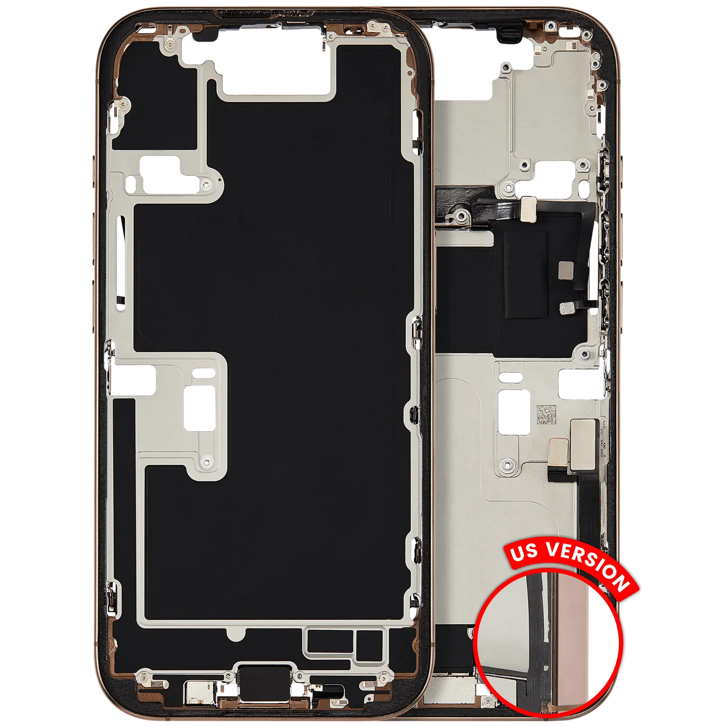Mid-Frame Housing W/ Charging Port Flex & Small Parts For iPhone 16 Pro (US Version) (Pull) (Desert Titanium)