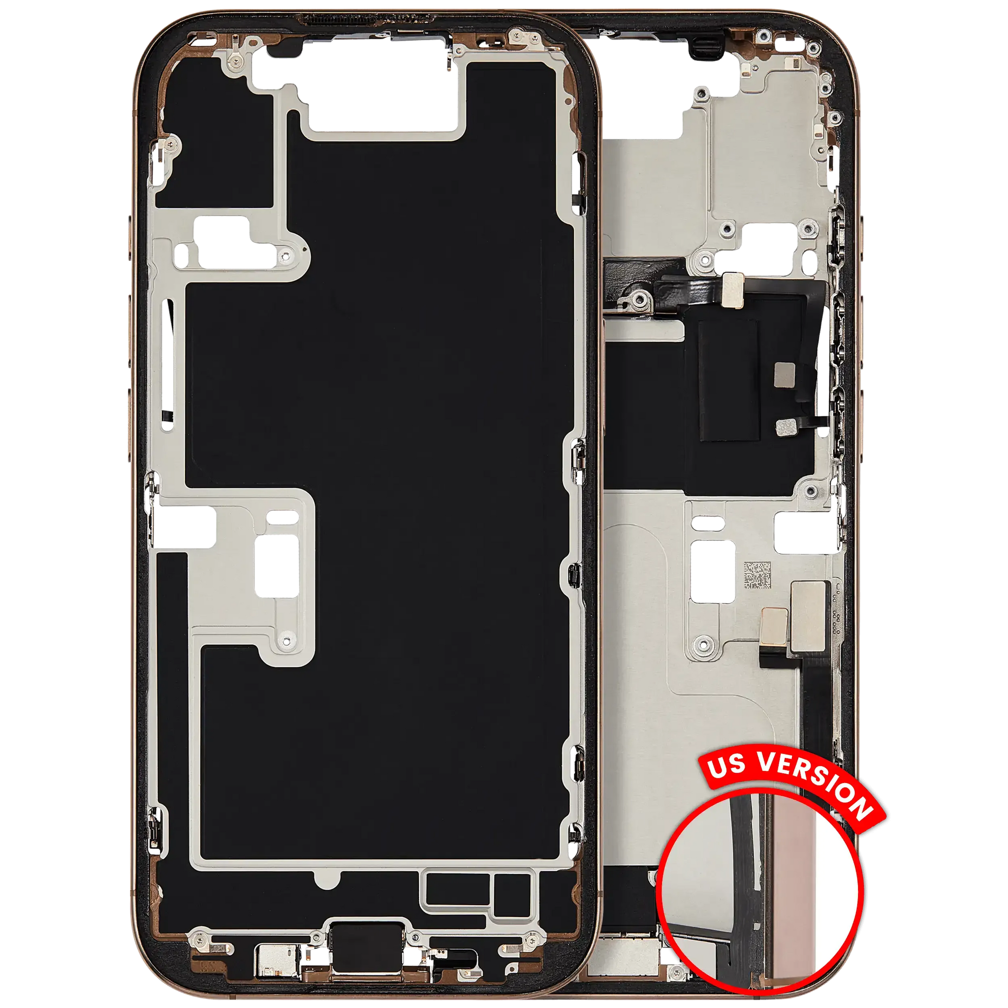 Mid-Frame Housing W/ Charging Port Flex & Small Parts For iPhone 16 Pro (US Version) (Pull) (Desert Titanium)