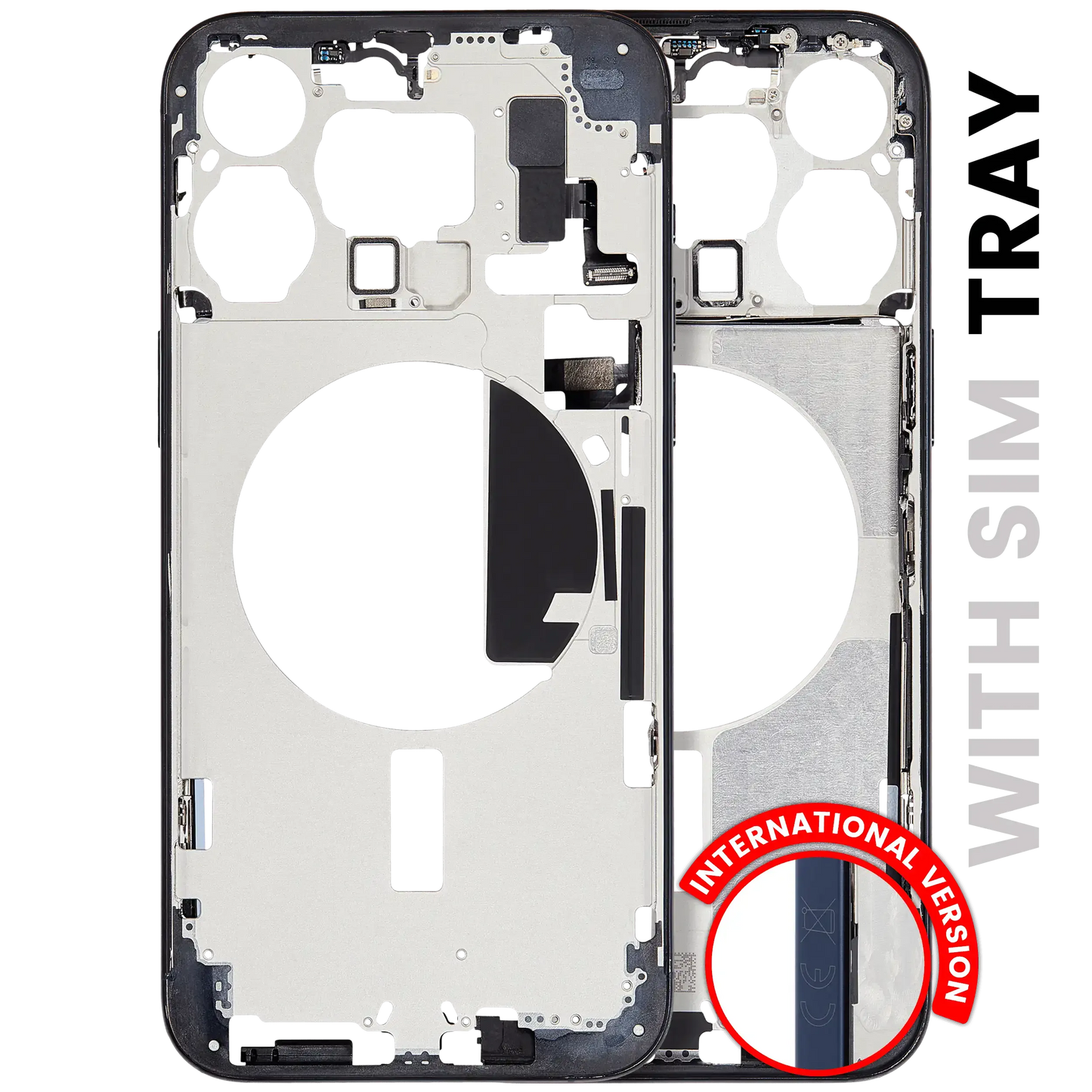 Mid-Frame Housing W/ Small Parts For iPhone 15 Pro Max (EU / Global Version) (Used OEM Pull: Grade A) (Blue Titanium)