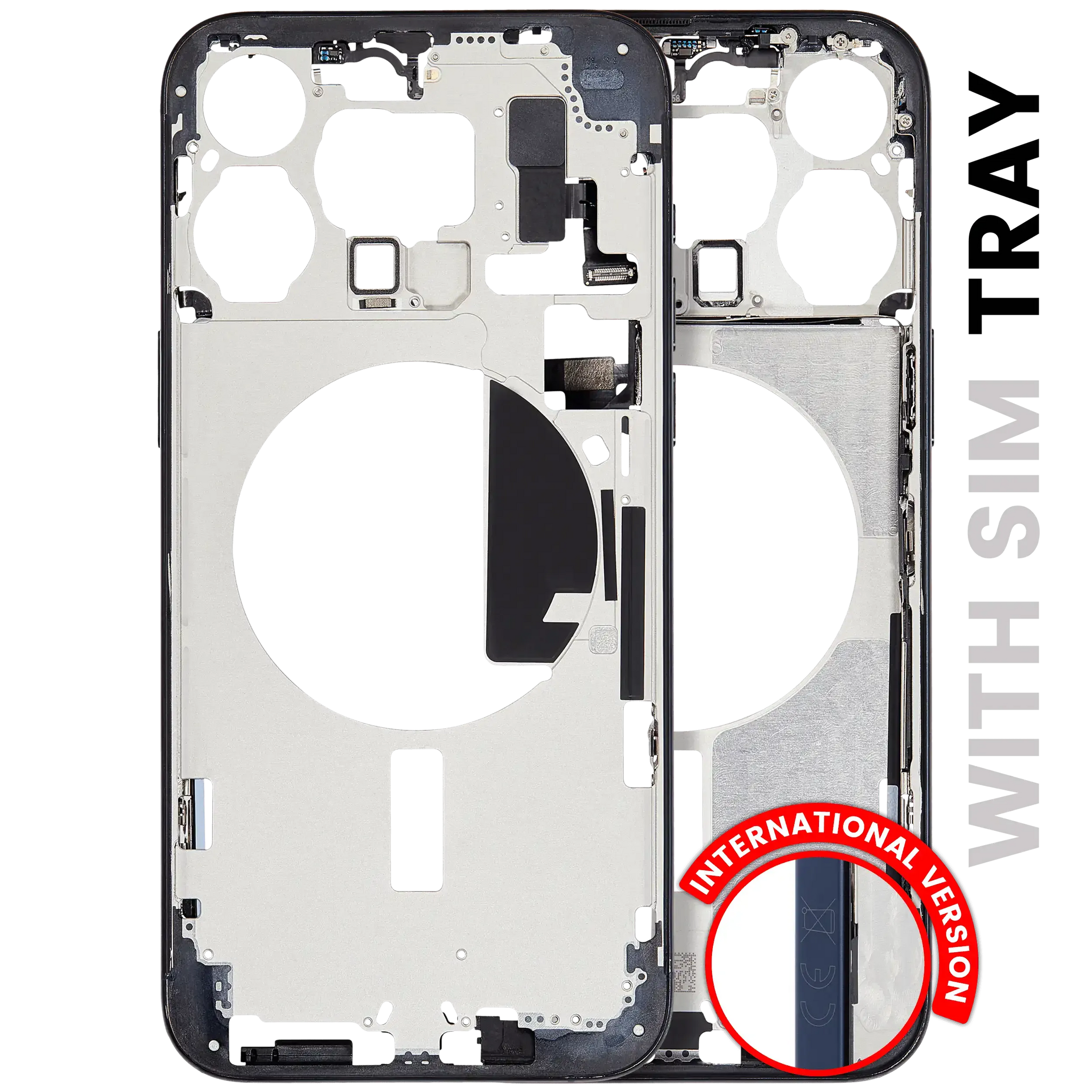 Mid-Frame Housing W/ Small Parts For iPhone 15 Pro Max (EU / Global Version) (Used OEM Pull: Grade A) (Blue Titanium)